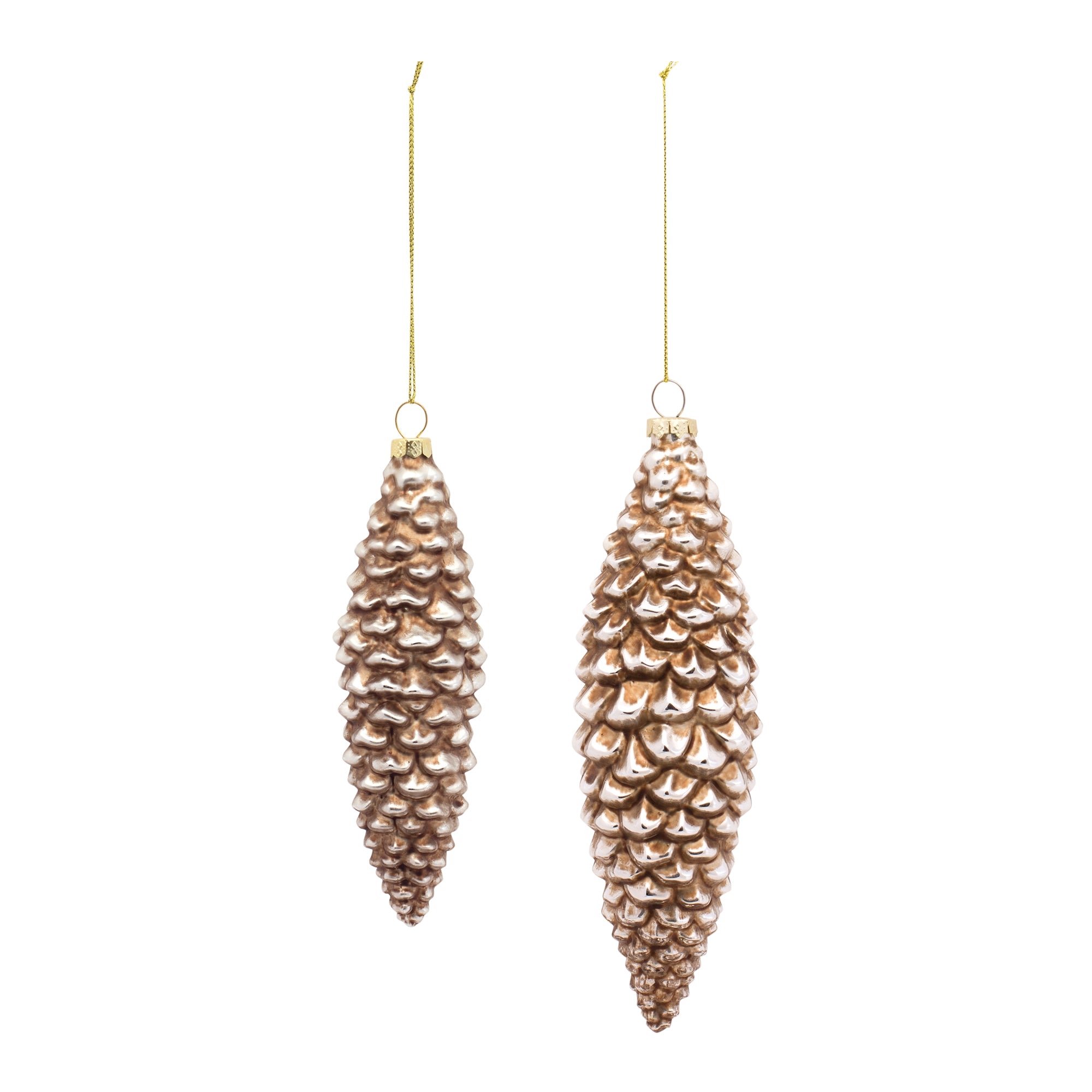 Pine Cone Ornament (Set of 2) 6.25"H, 7.25"H Glass