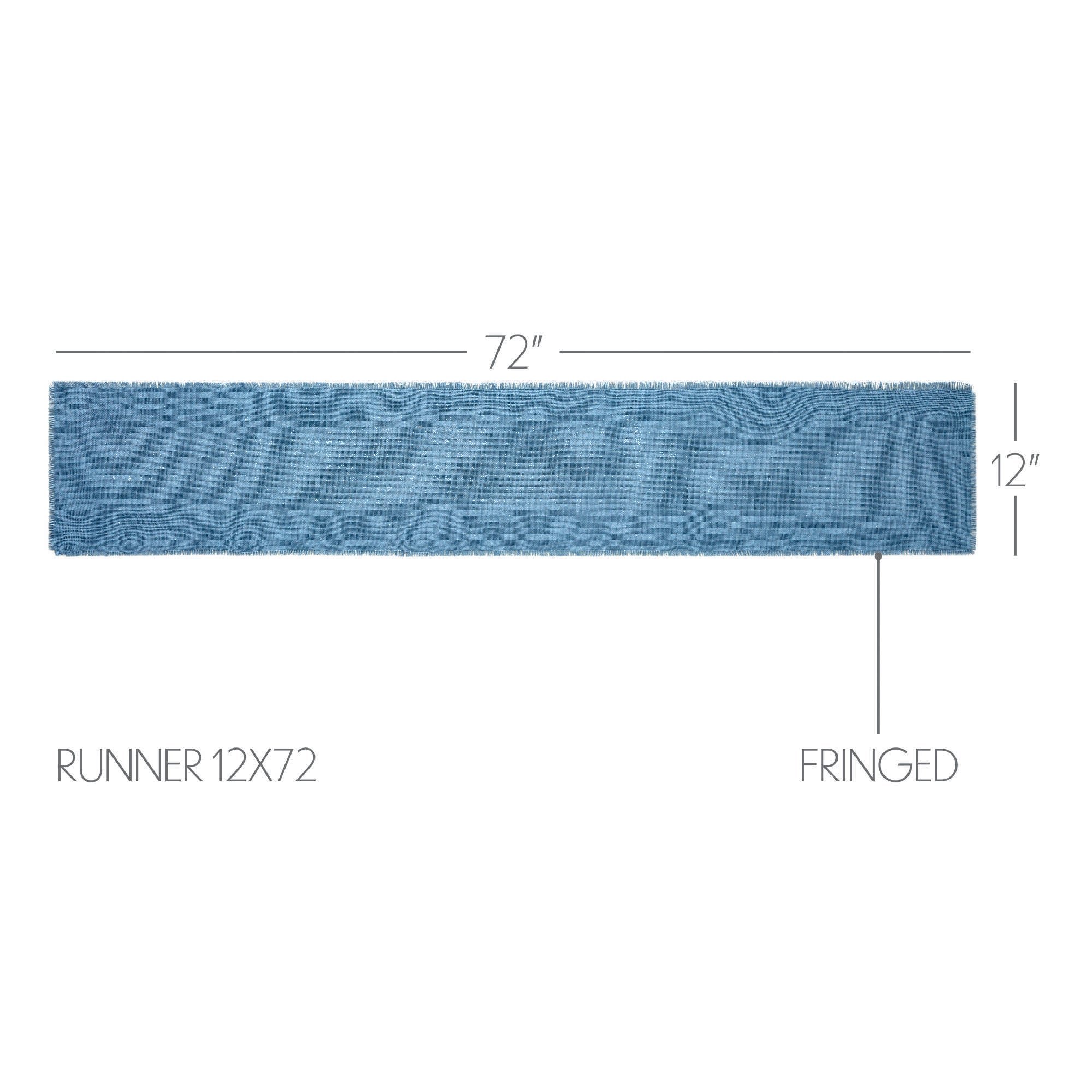 Burlap Blue Runner Fringed 12x72