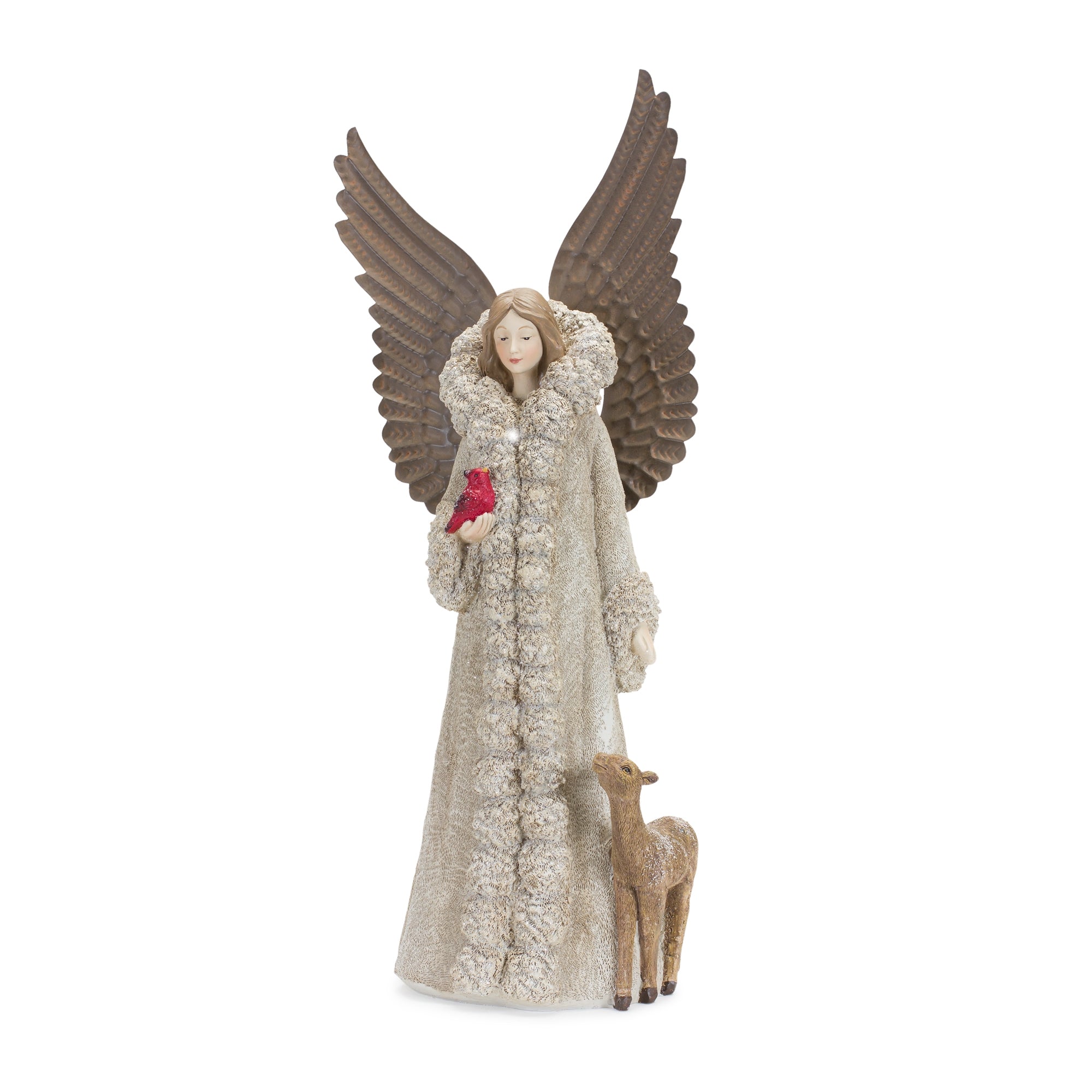Angel w/Deer 16.5”H Resin