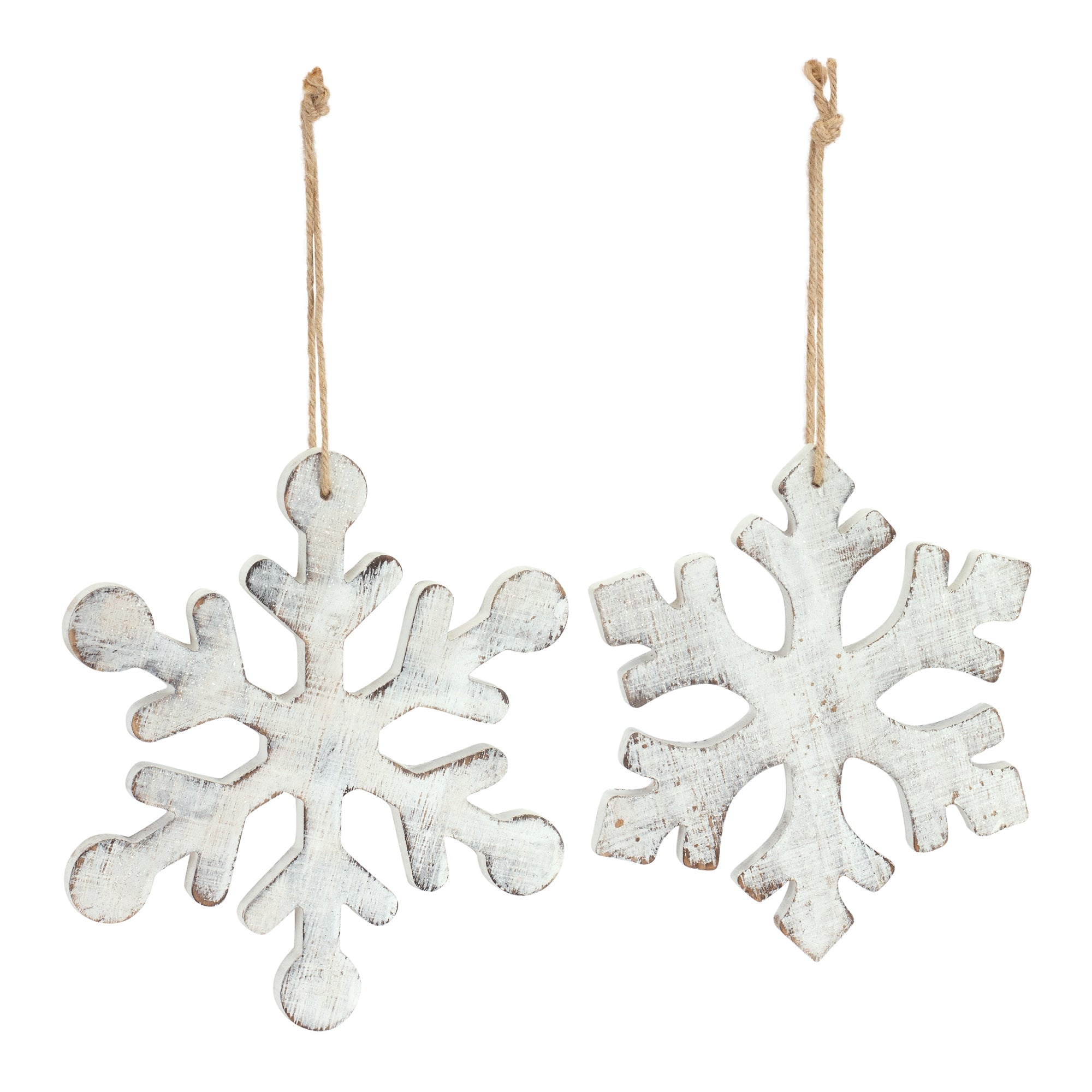 Snowflake Ornament (2 Asst) 7.5"H, 8.5"H Wood