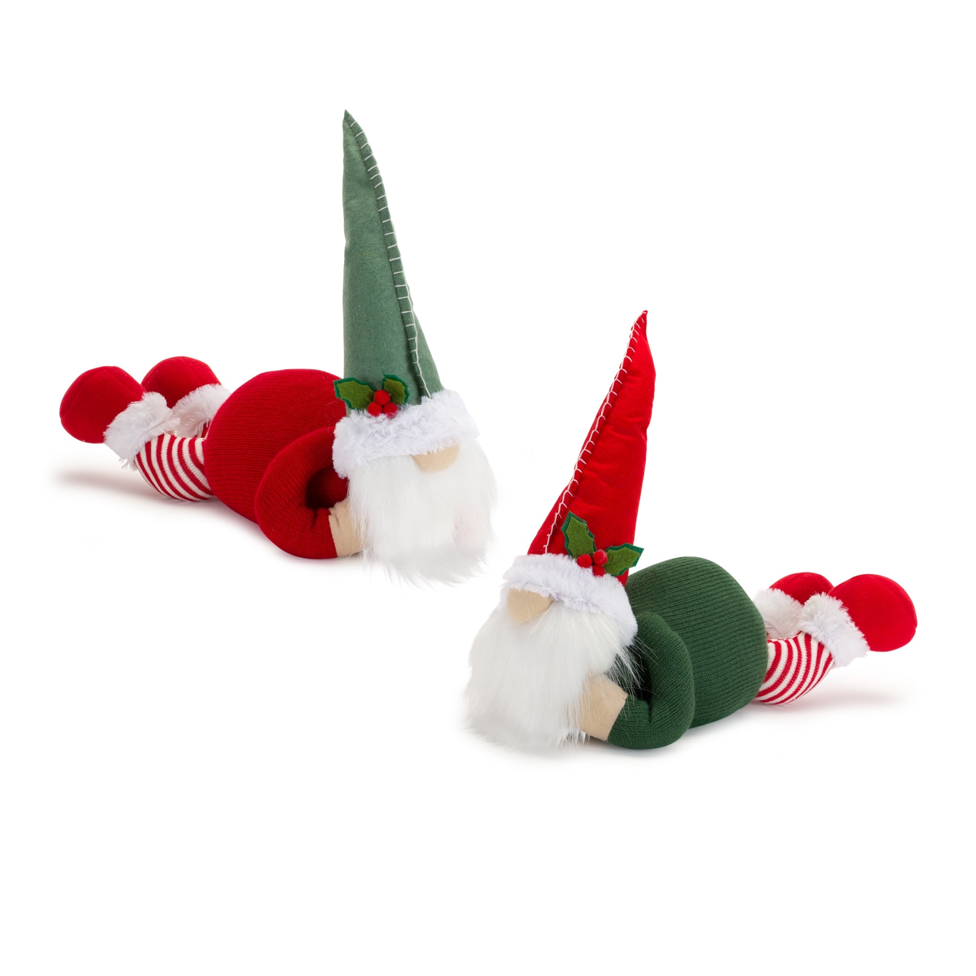 Plush Gnome Shelf Sitter with Holly Accent (Set of 2)