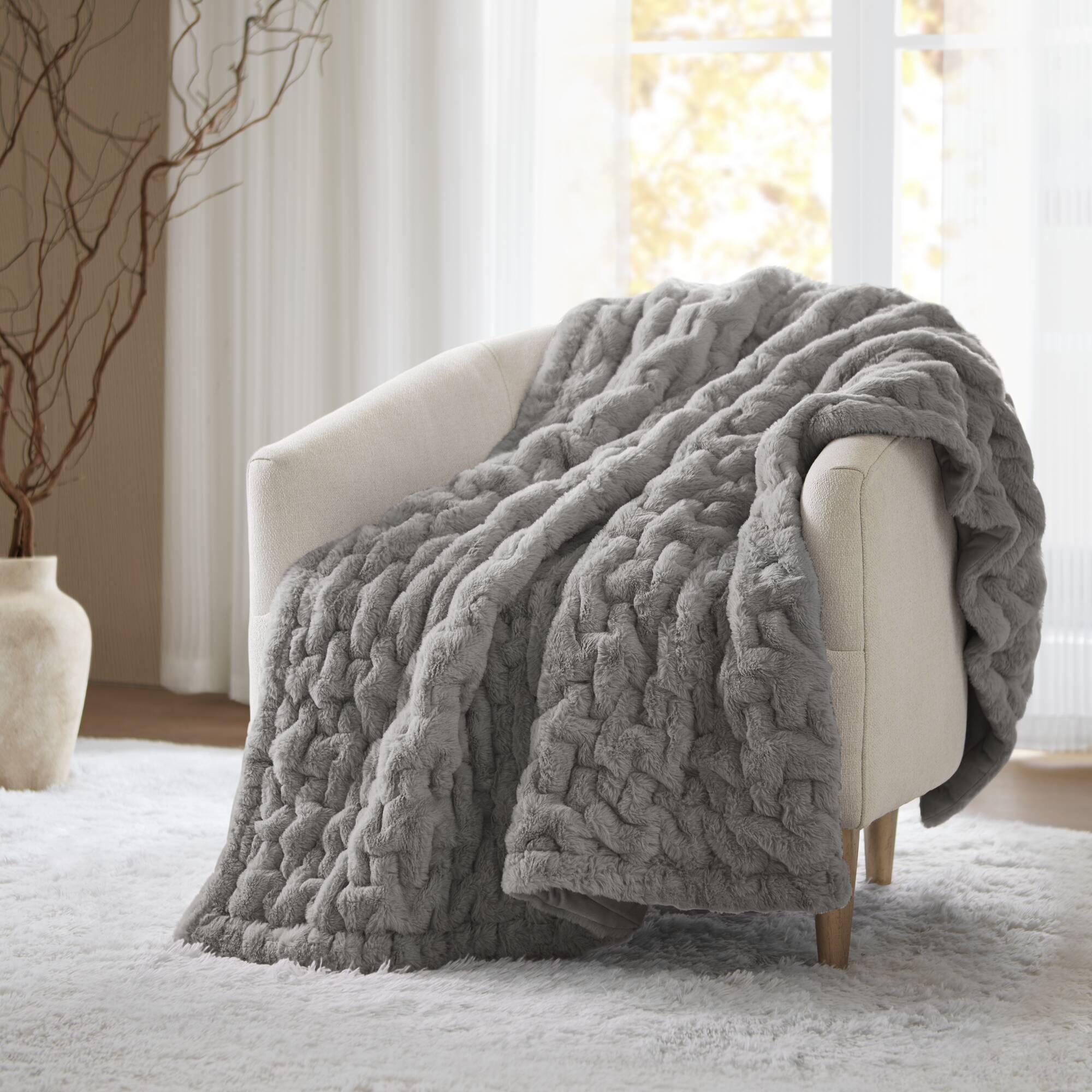 Ruched Fur Throw