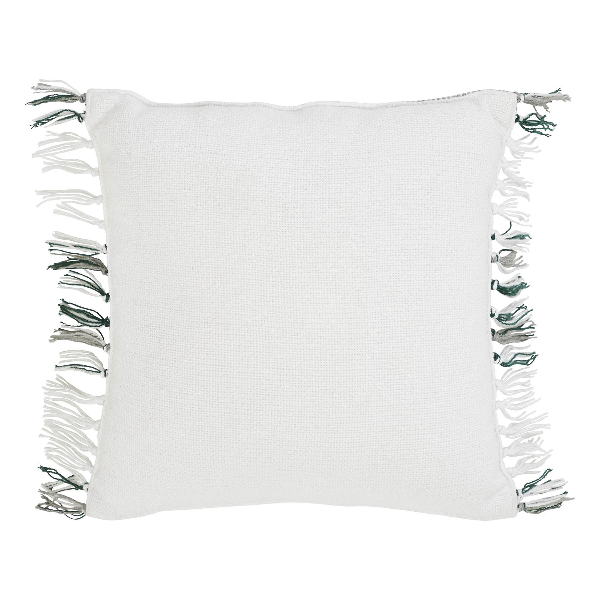 Harper Plaid Green White Pillow Fringed 12x12