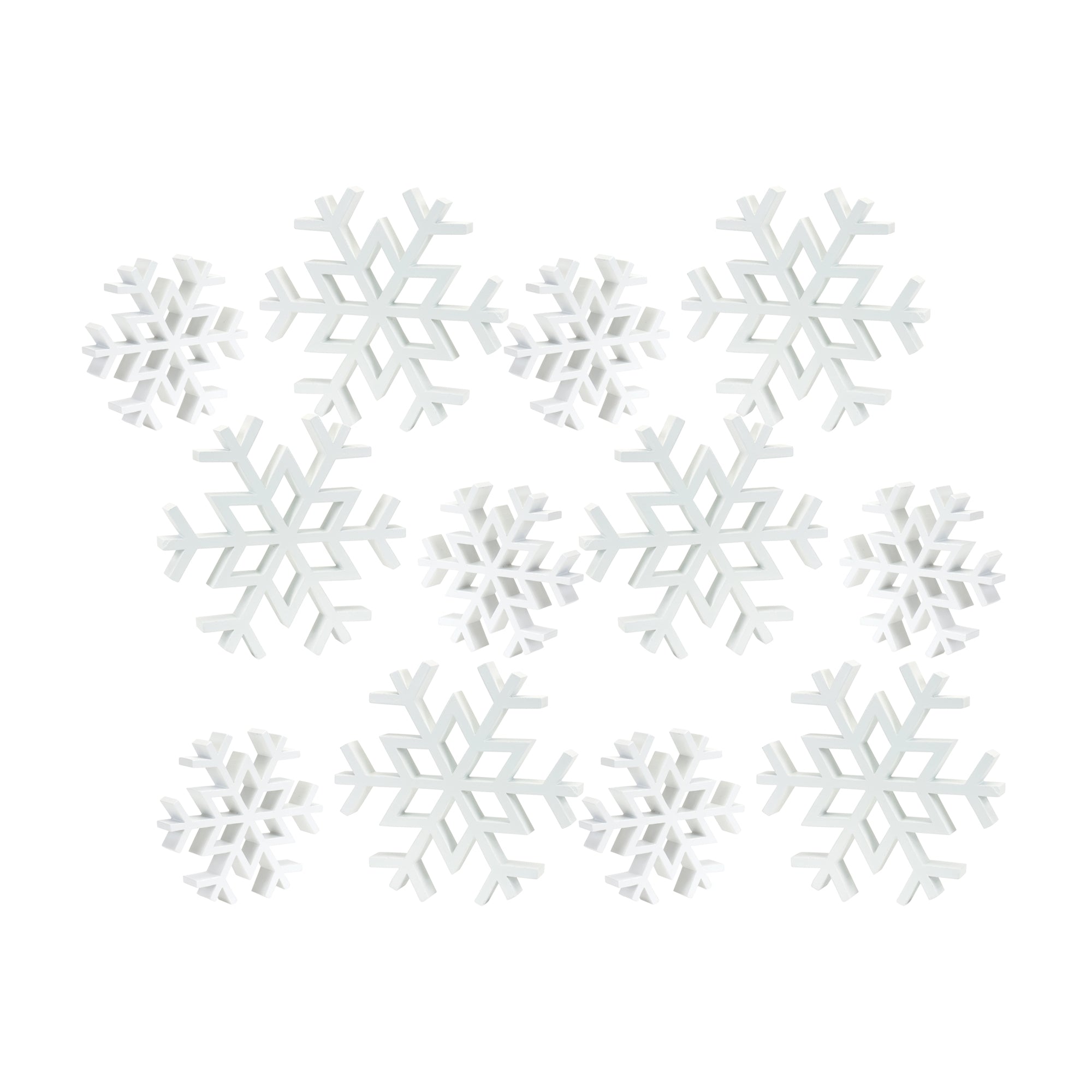 Traditional White Wood Cut Out Snowflake Décor (Set of 12)