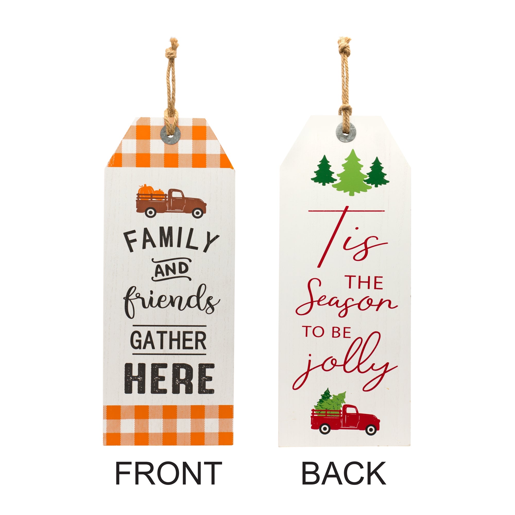 Reversible Fall Friends and Jolly Holiday Tag 23.5"H