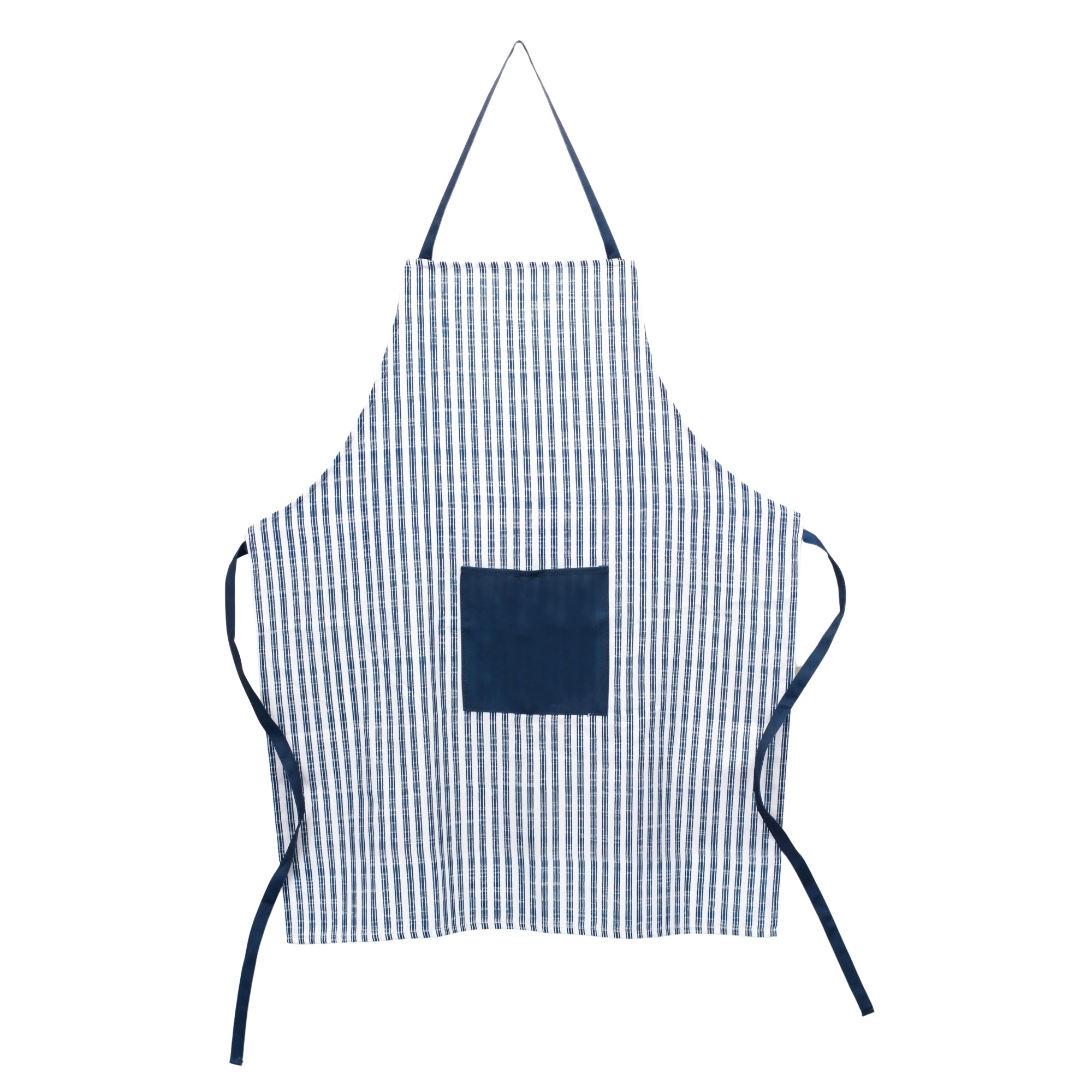 Blue and White Striped Kitchen Apron 50"H