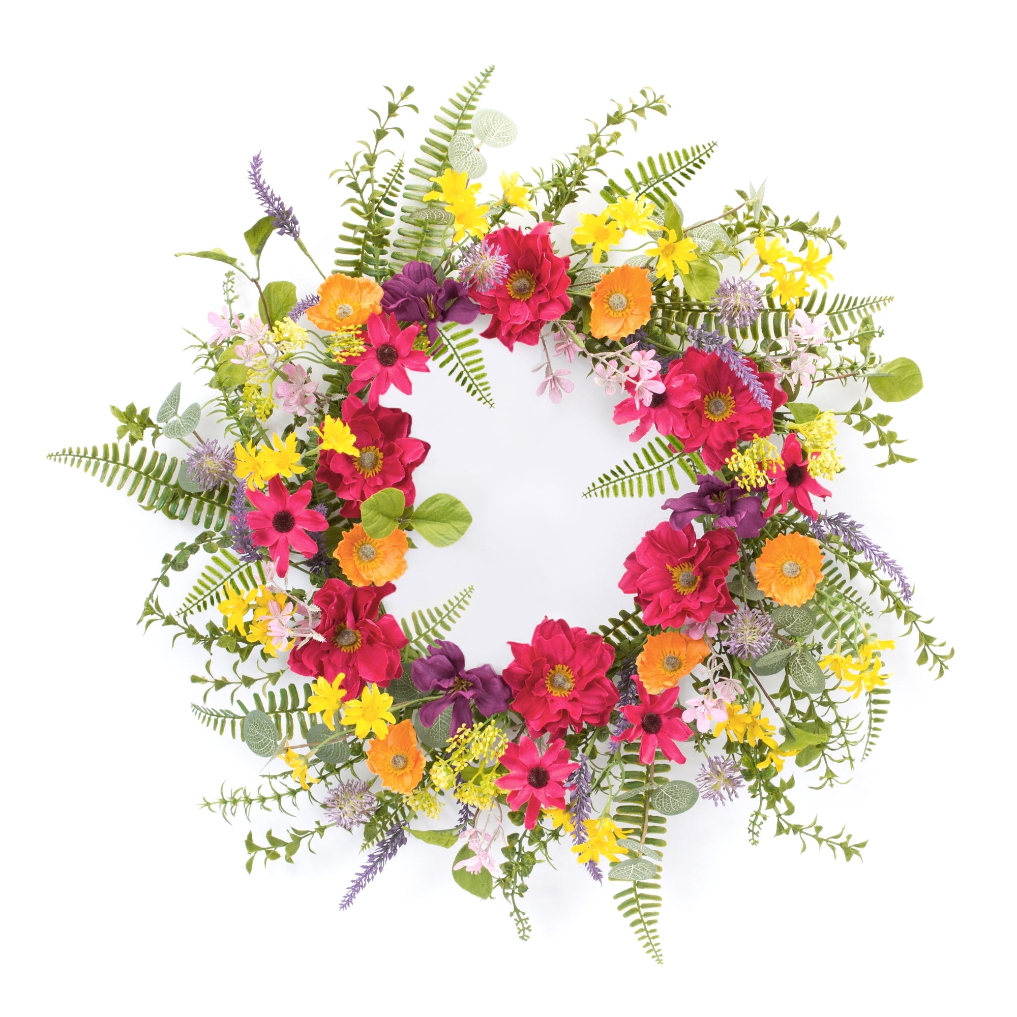Mixed Fern and Wildflower Floral Wreath 23"D