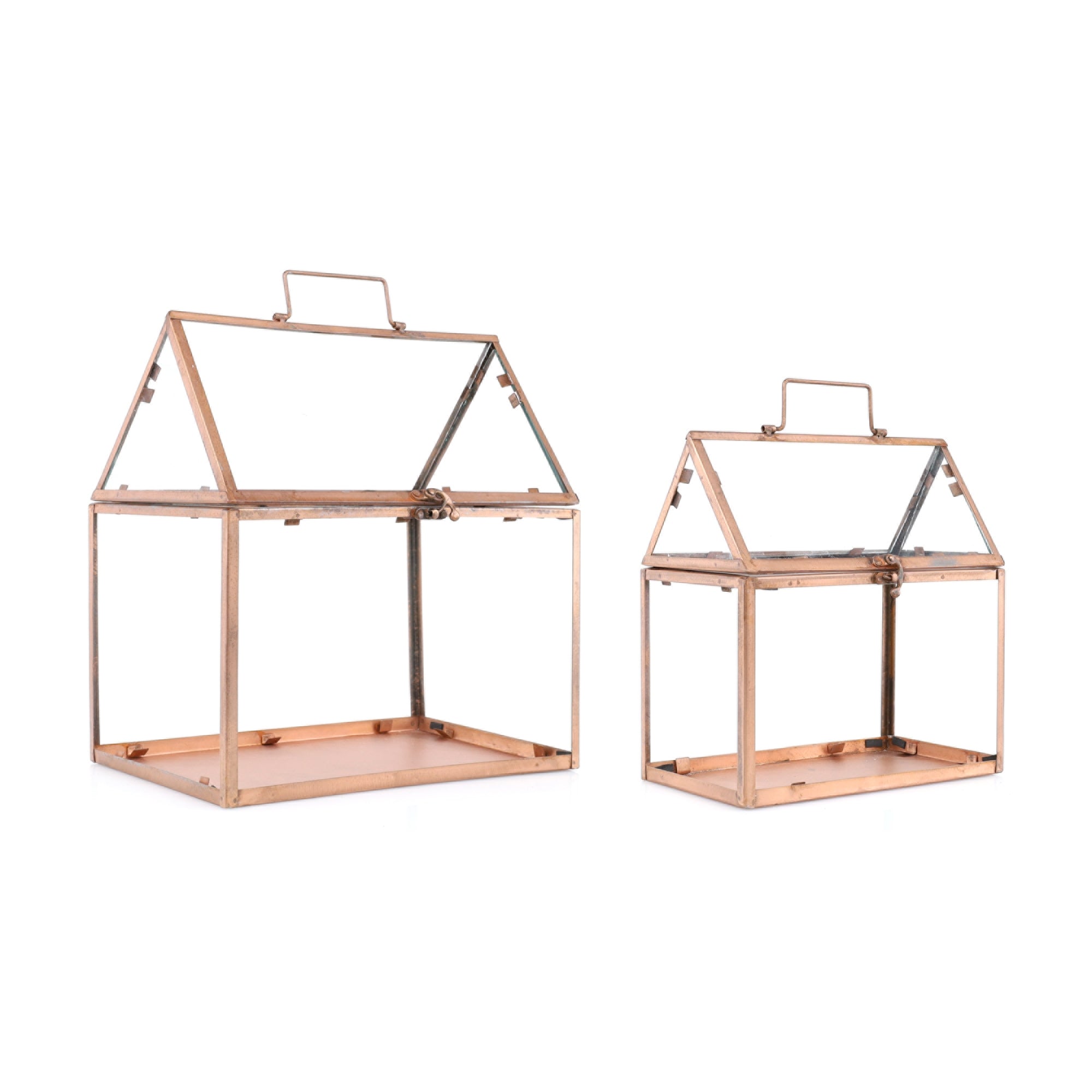 Bronze Metal House Terrarium (Set of 2)