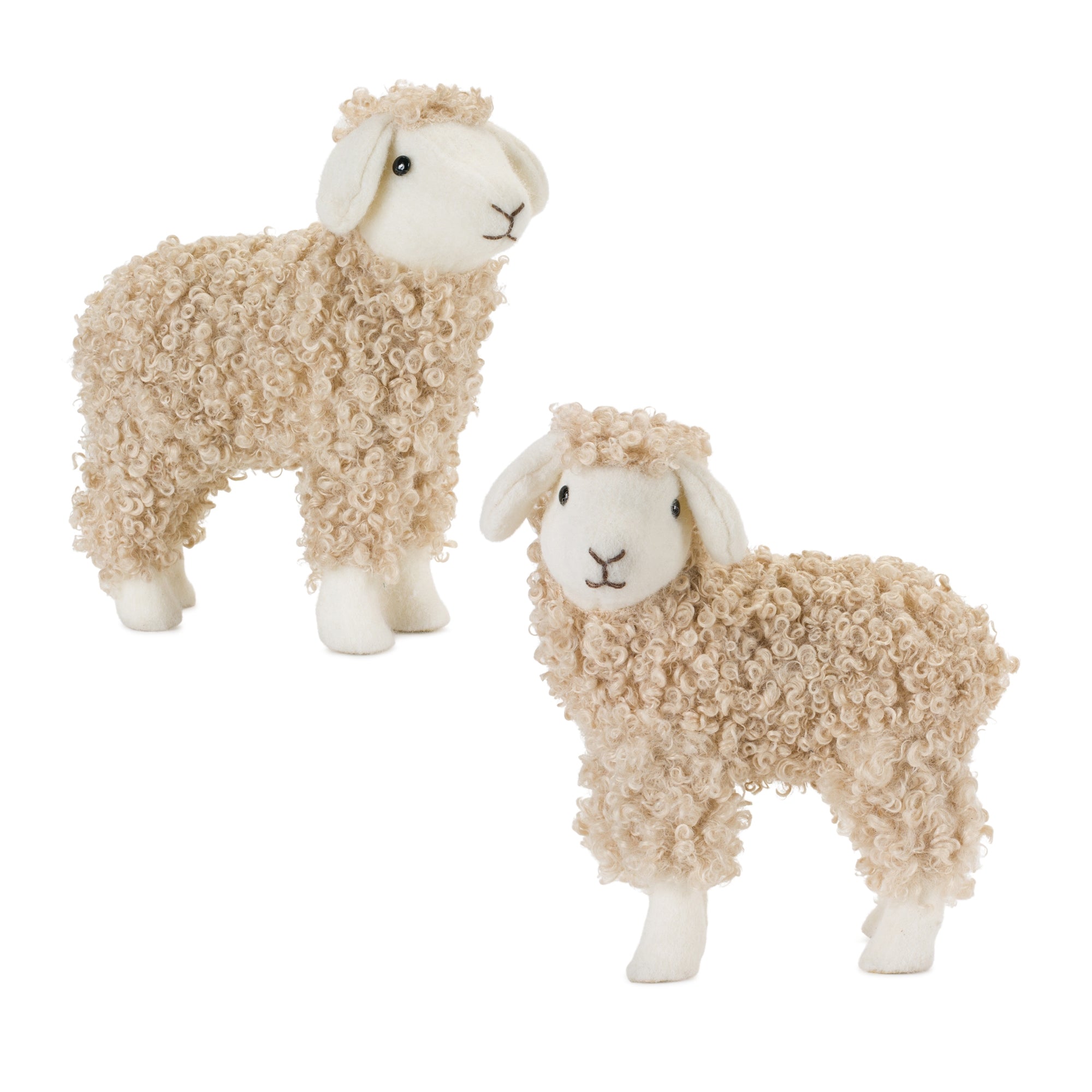 Standing Plush Sheep Décor with Curly Hair (Set of 2)