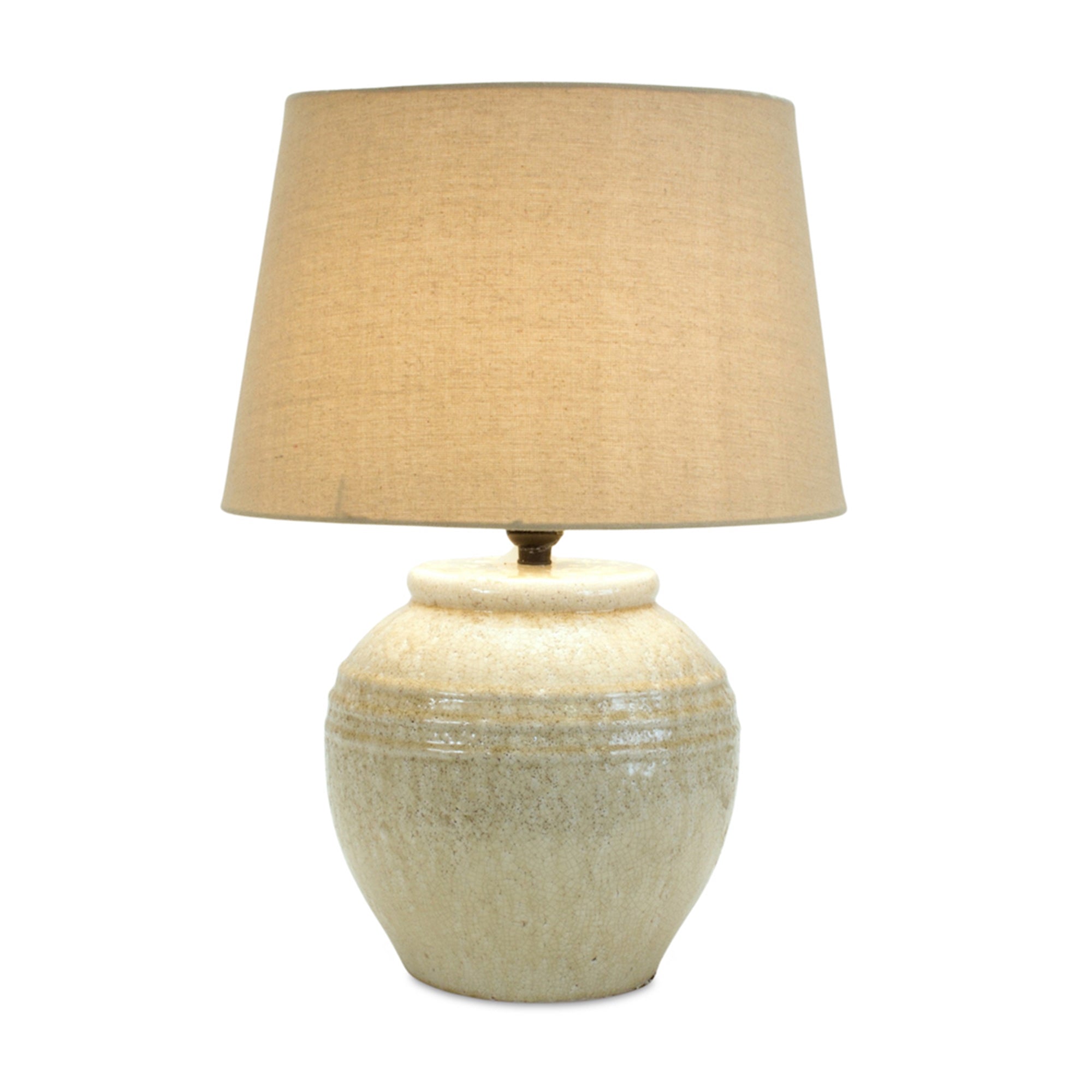 Terracotta Lamp W/ Linen Shade