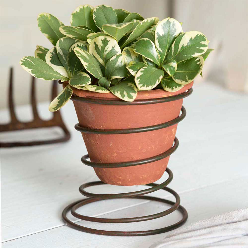 Bedspring Caddy with Terra Cotta Pot (S/2)