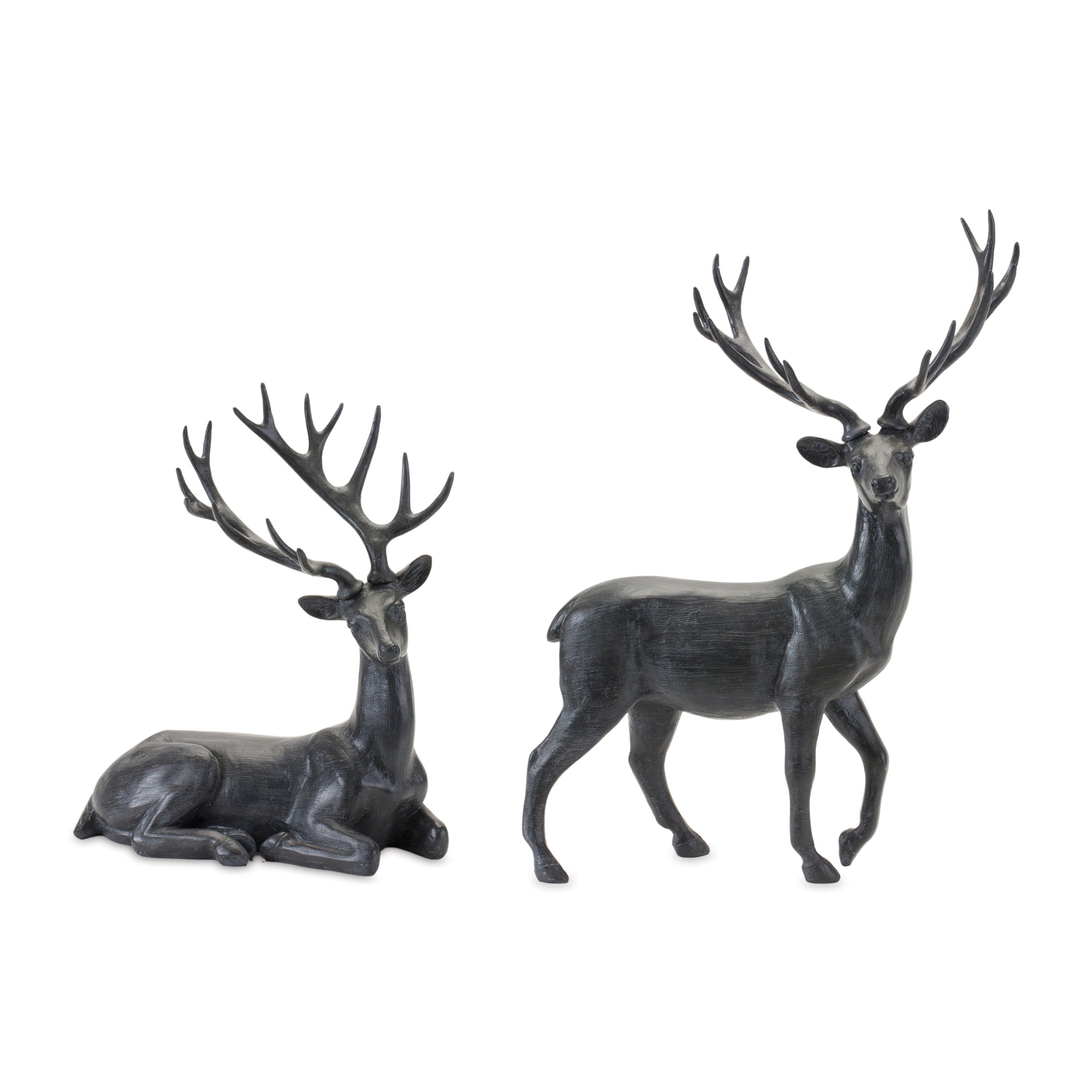 Brushed Stone Deer Statue (Set of 2)