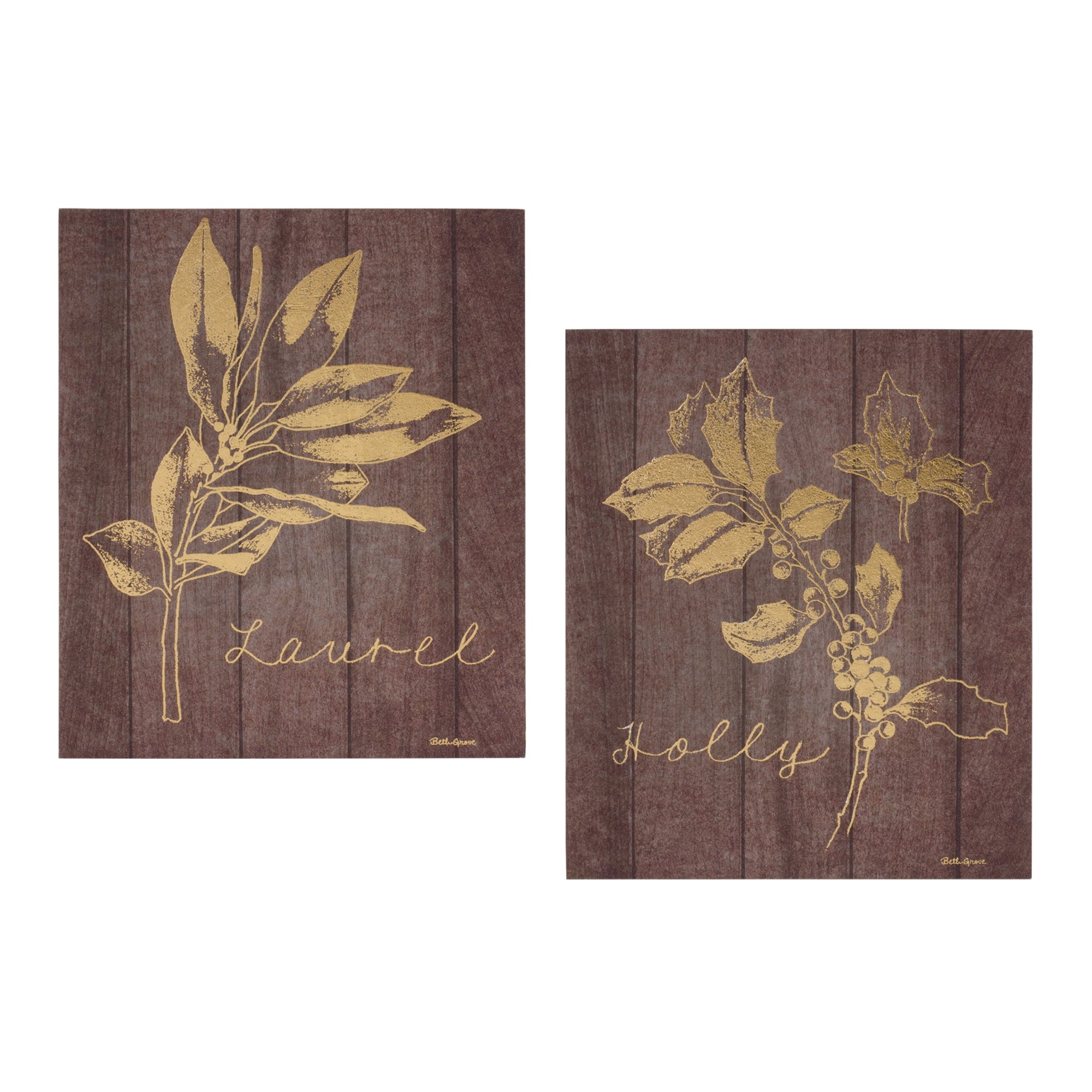 Laurel and Holly Plaque (Set of 2)
