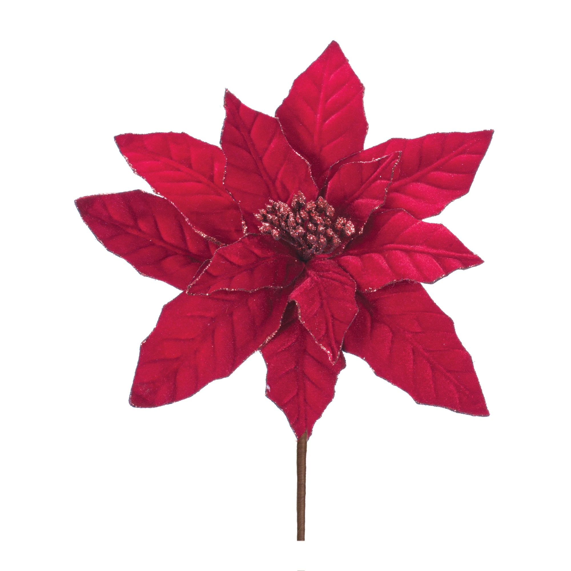 Glittered Poinsettia Stem (Set of 24)