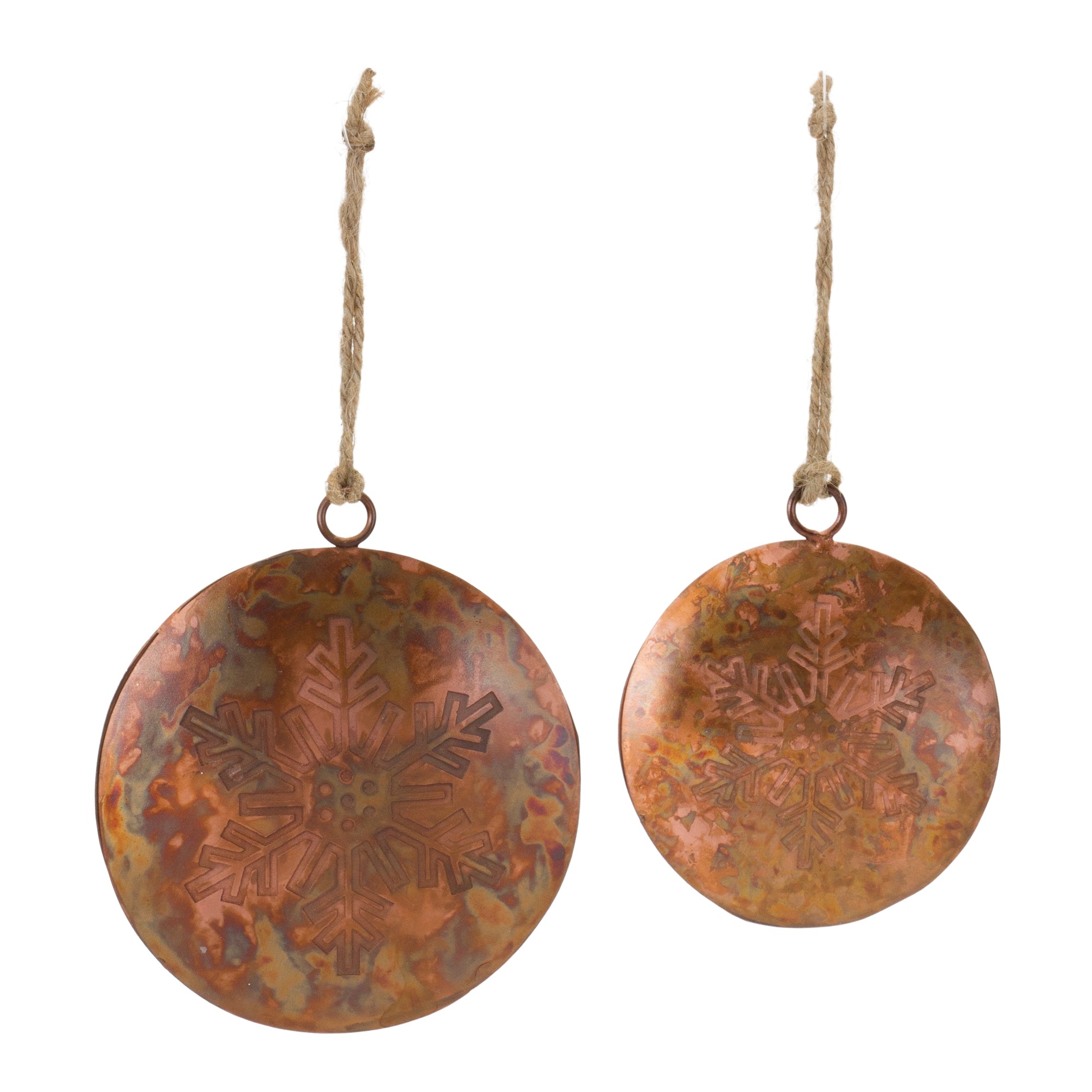 Distressed Metal Snowflake Disc Ornament (Set of 6)