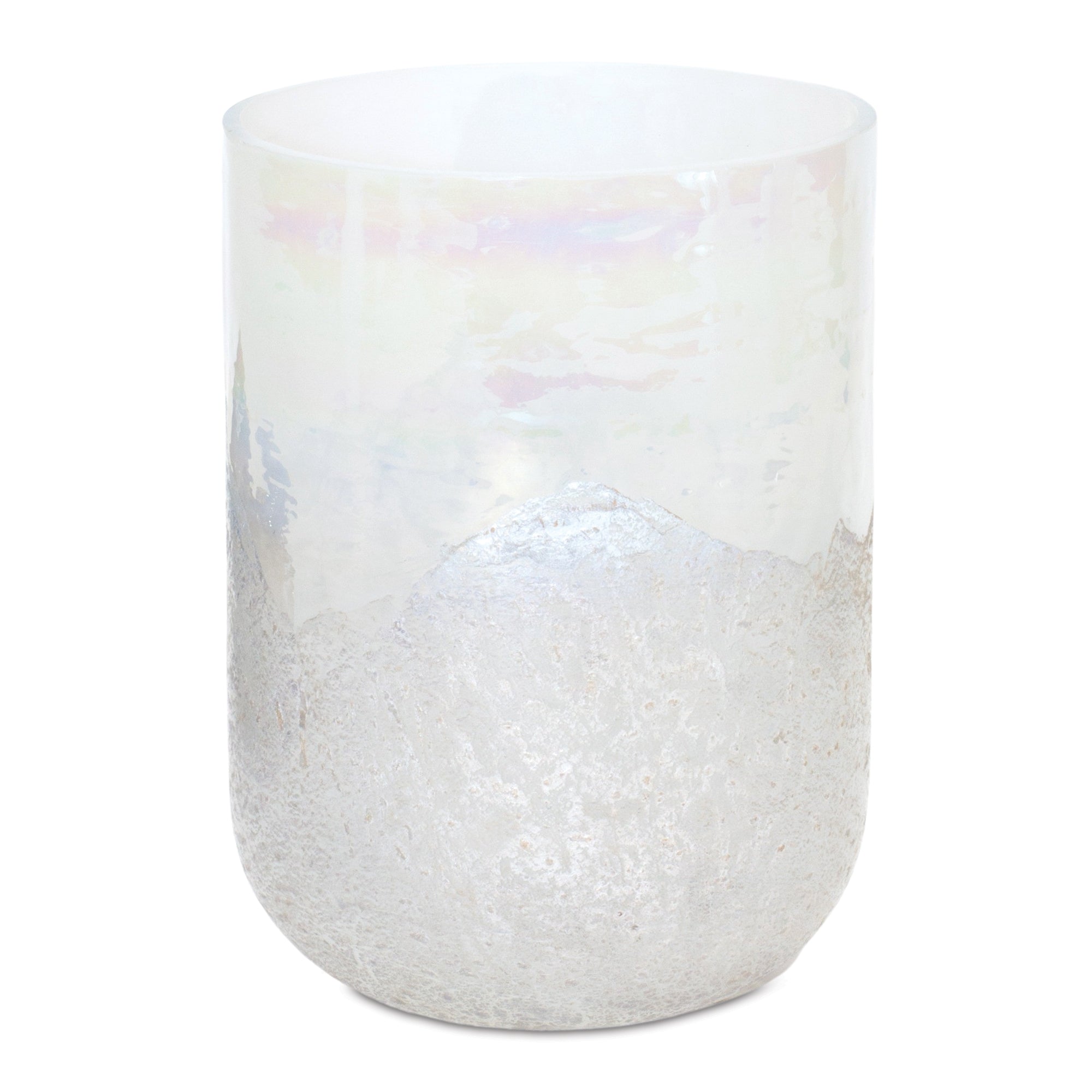 Irredescent Glass Candle Holder 7"H