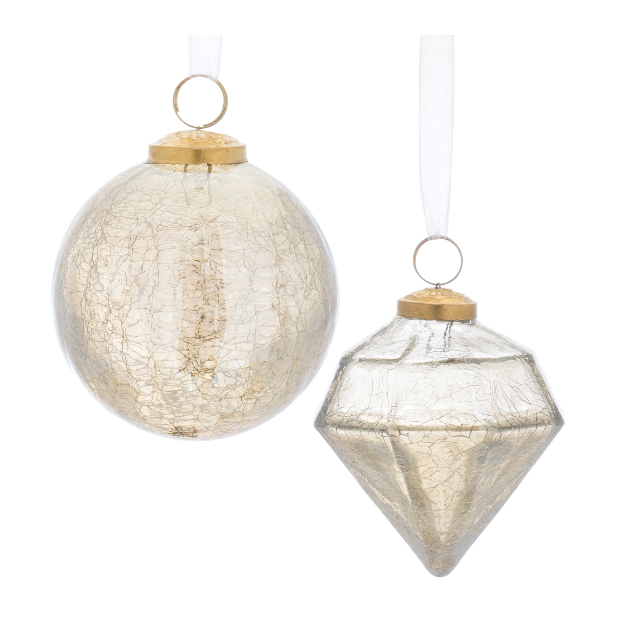 Champagne Crackle Glass Ornament (Set of 6)