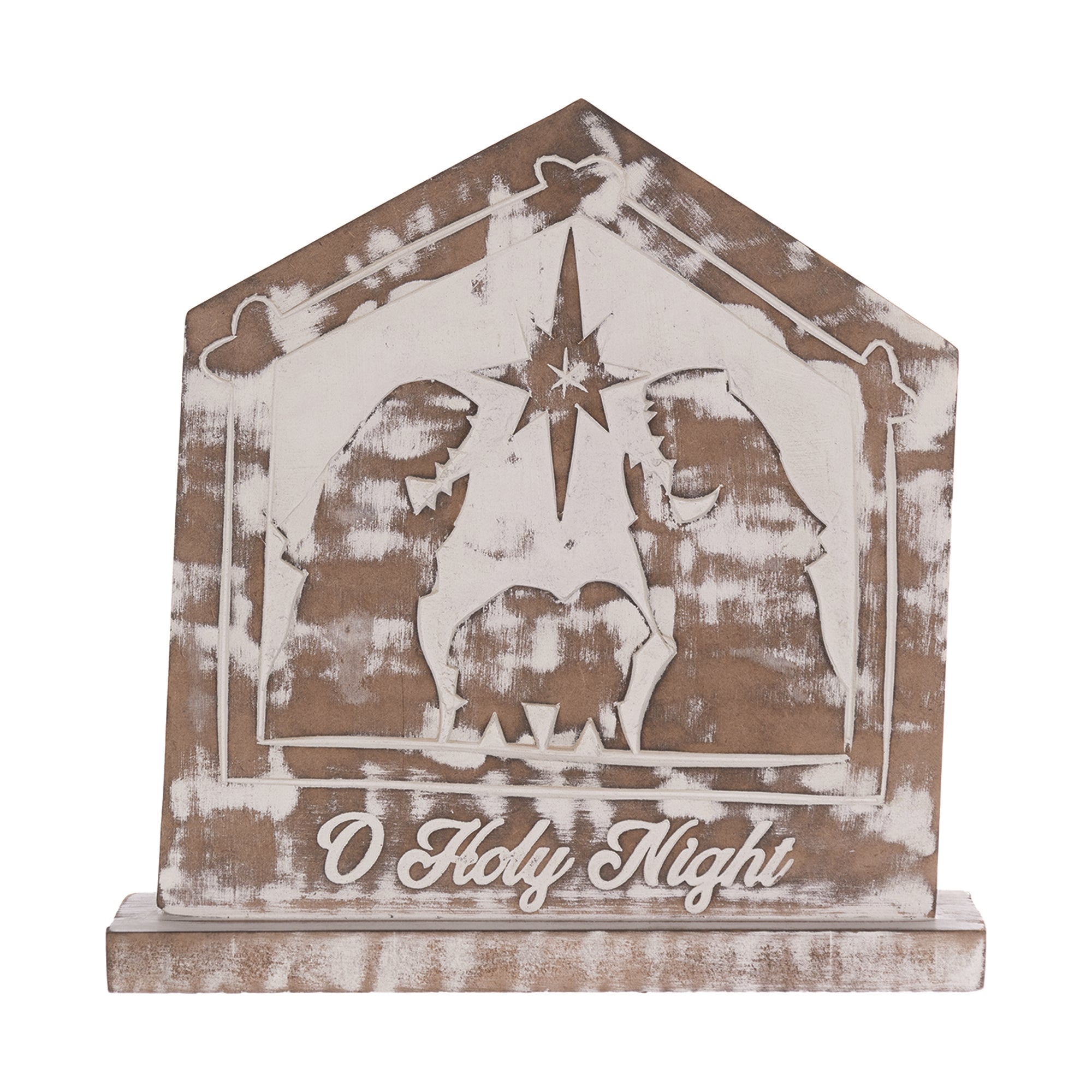 White Washed Nativity Sign (Set of 2)