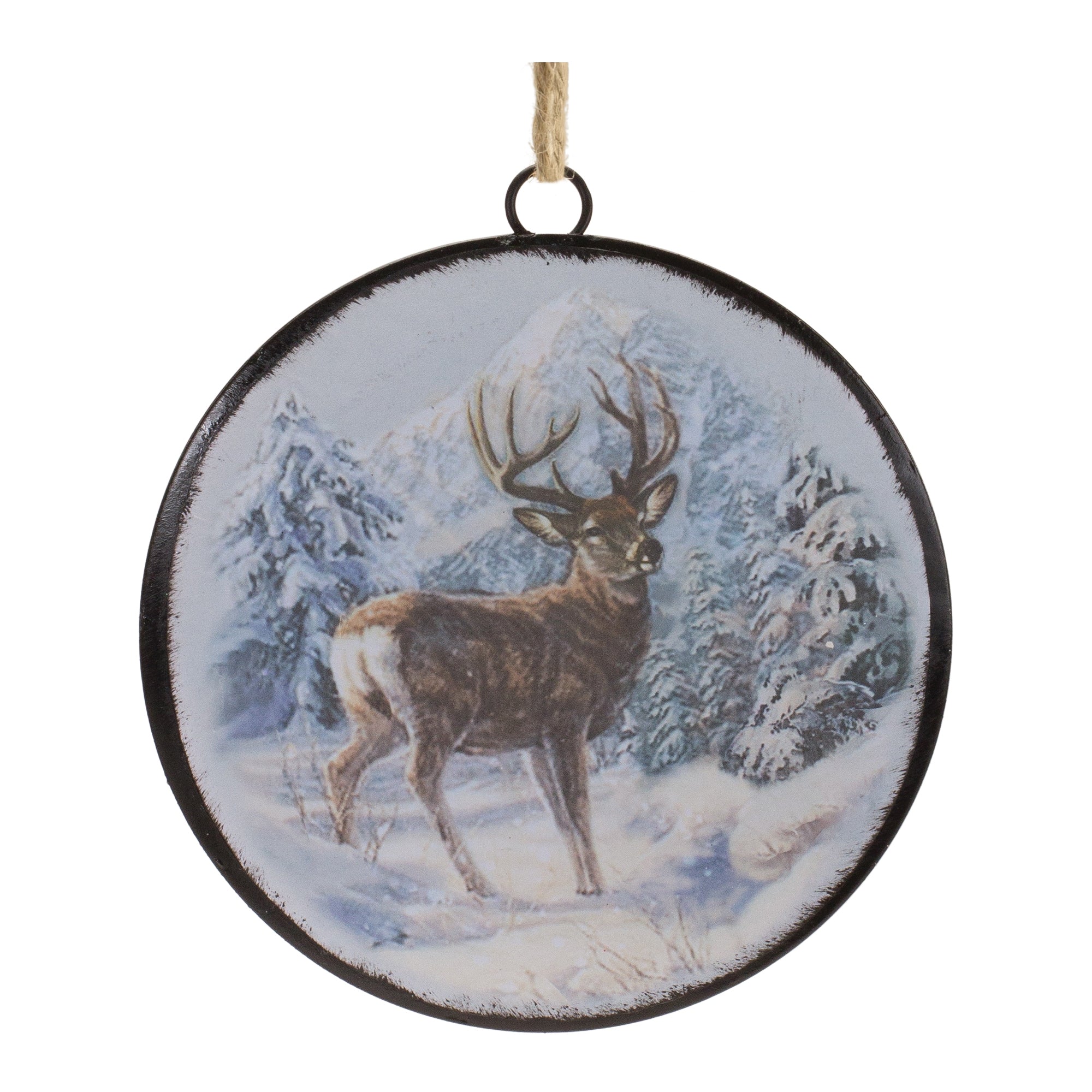 Metal Deer Disc Onrament (Set of 12)