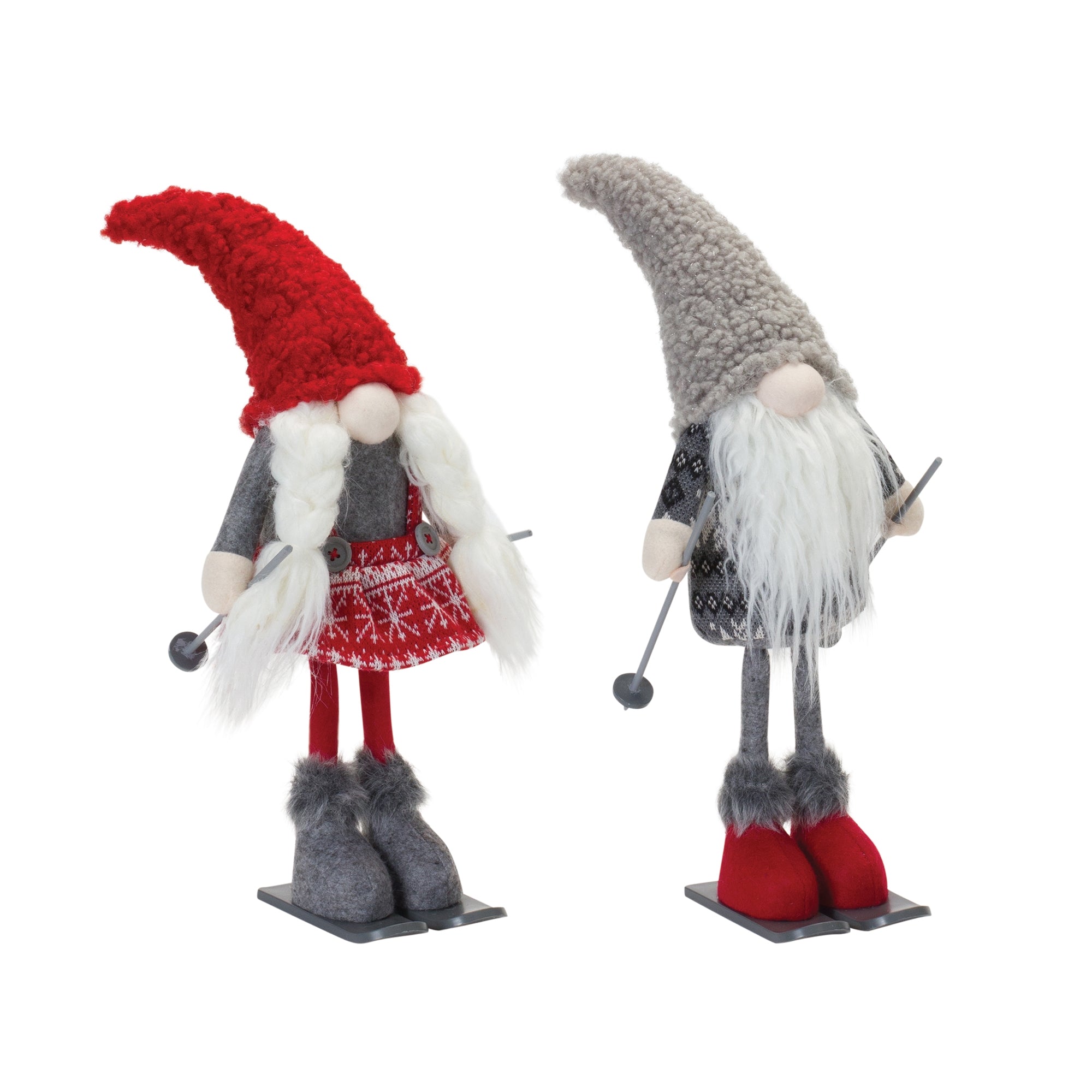 Plush Winter Gnome on Skis (Set of 2)