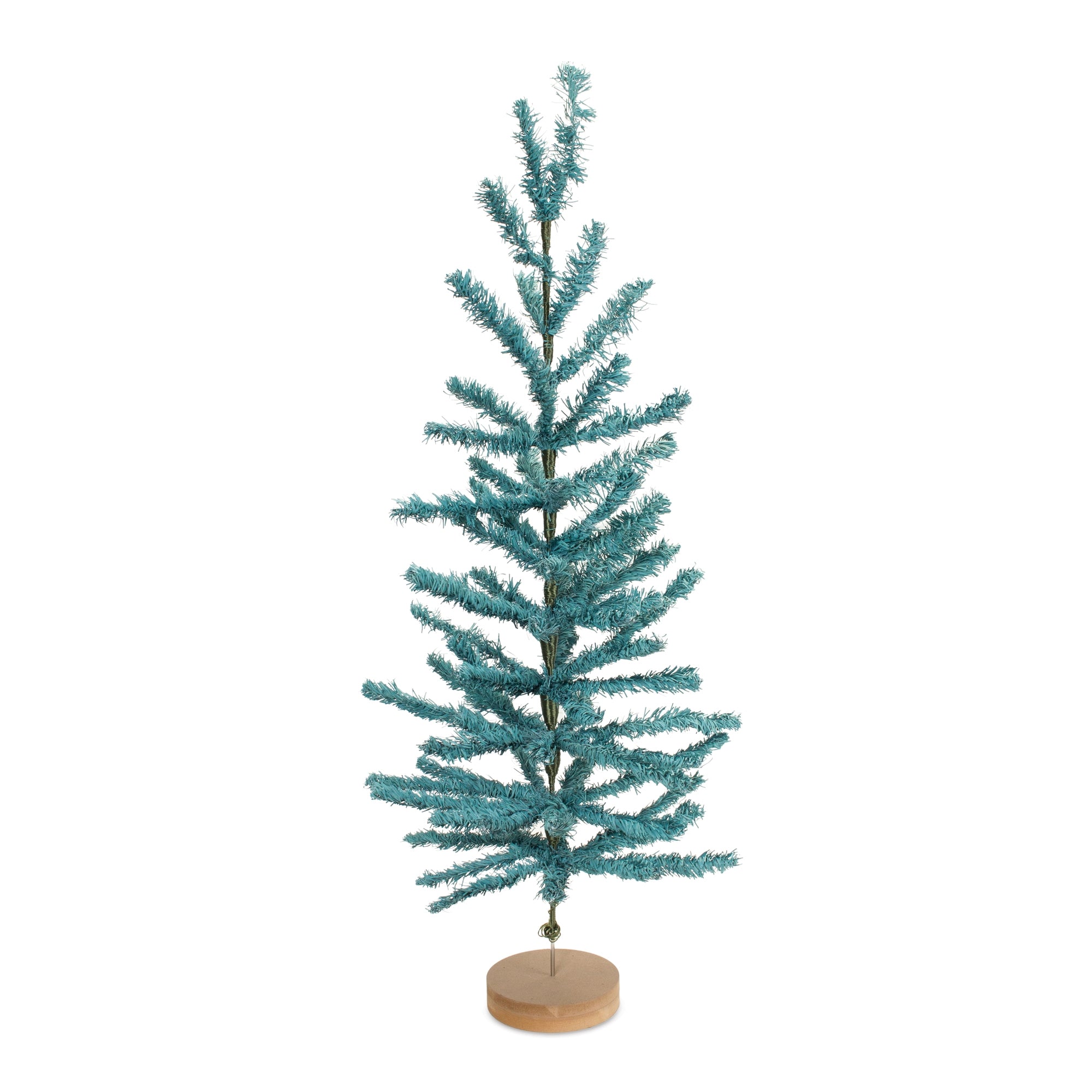 Turquoise Pine Tree with Wood Base (Set of 2)