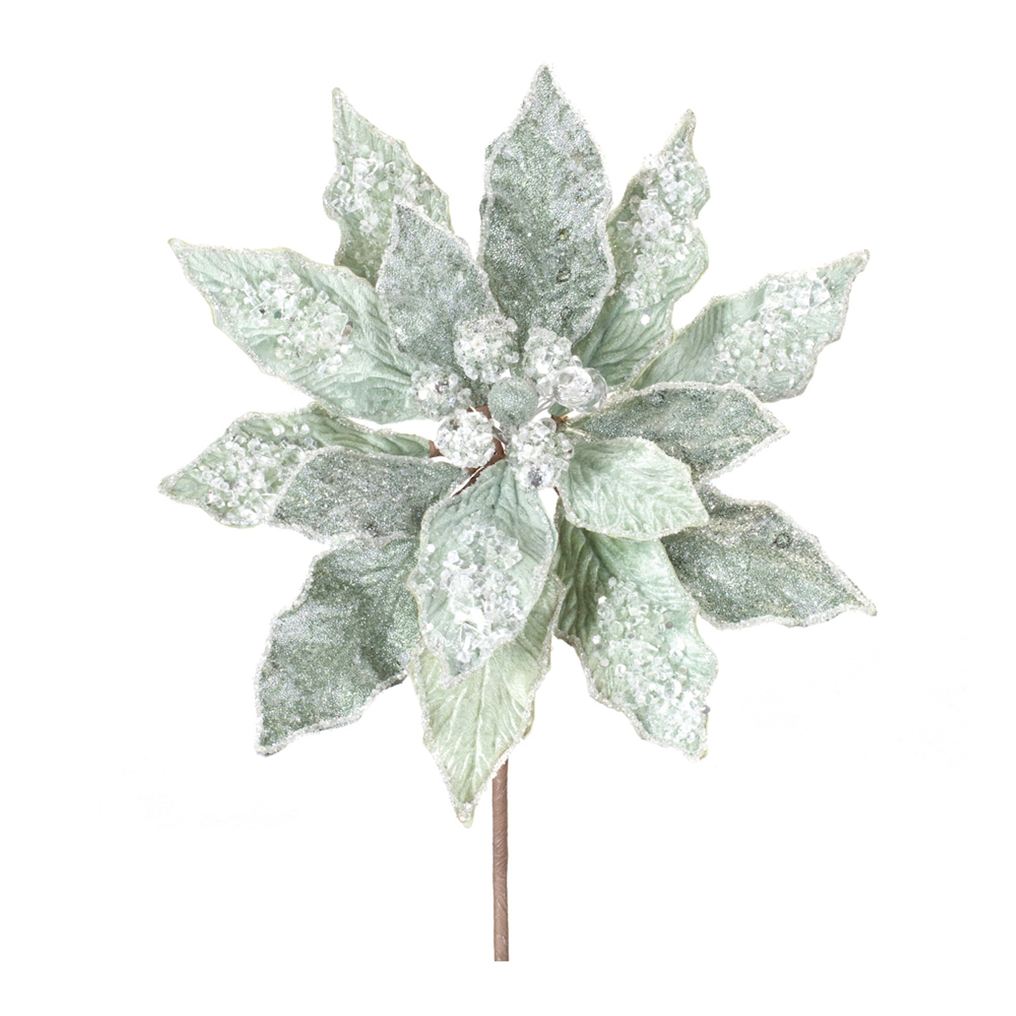 Glittered Poinsettia Flower Stem (Set of 2)