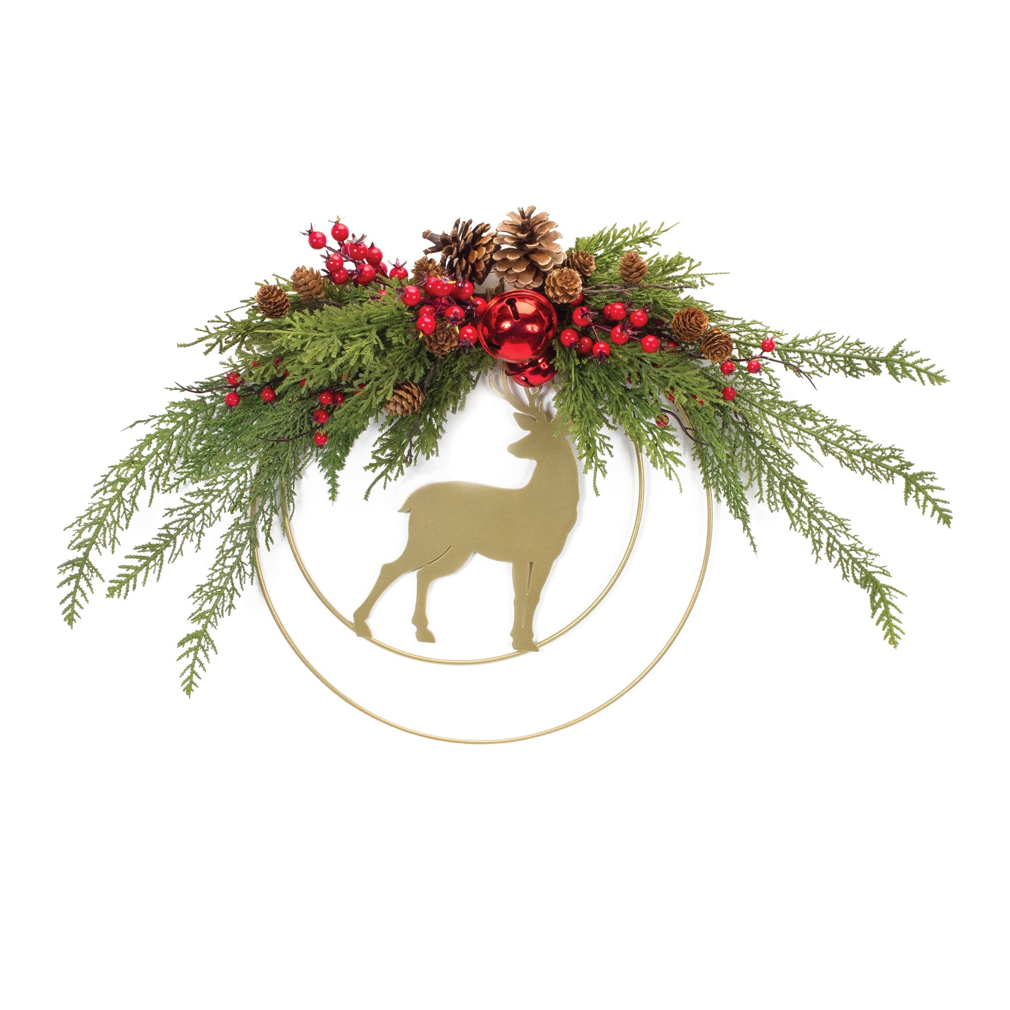 Deer and Pine Half Wreath 18"D