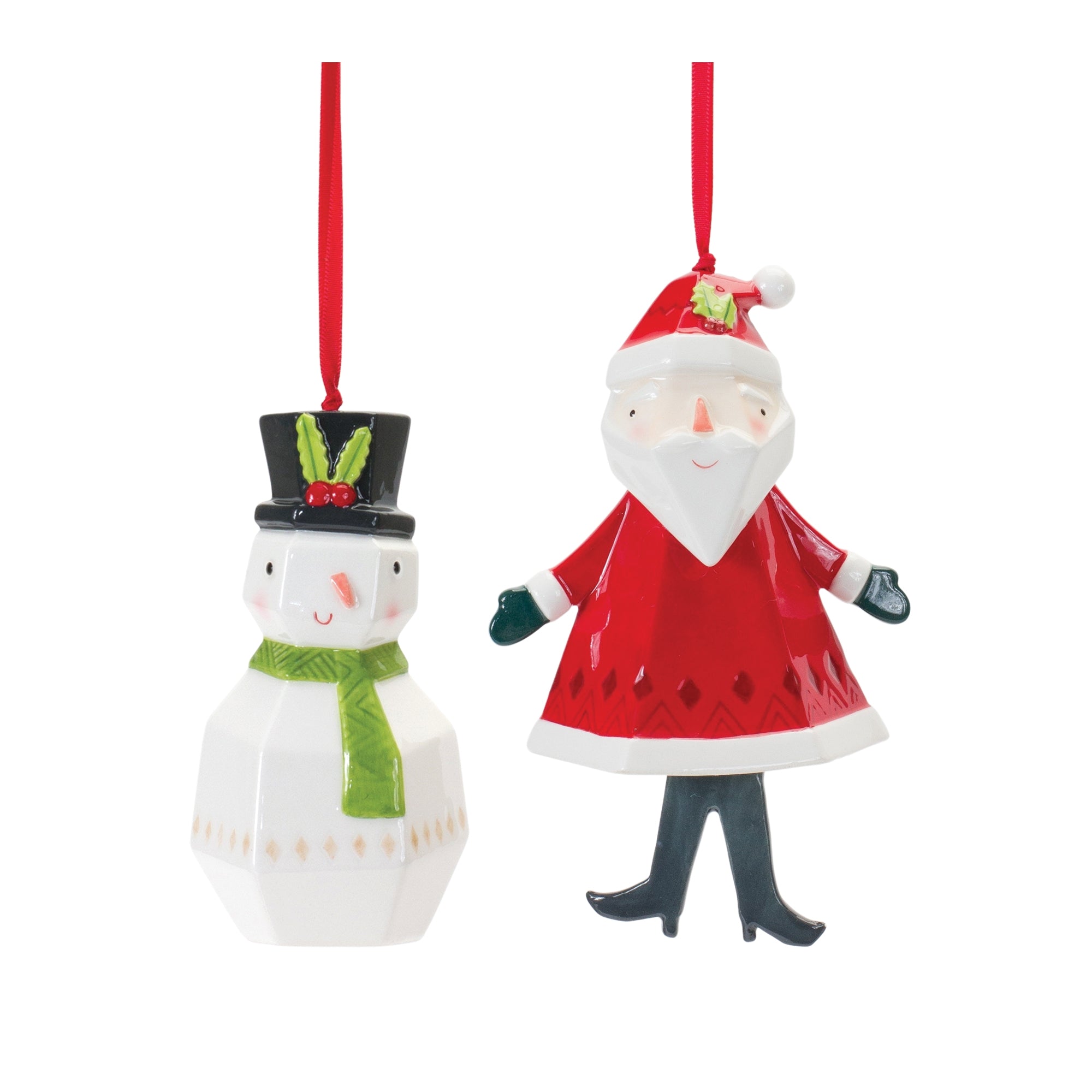 Santa and Snowman Ornament (2 Asst) 4.75"H, 6"H Dolomite