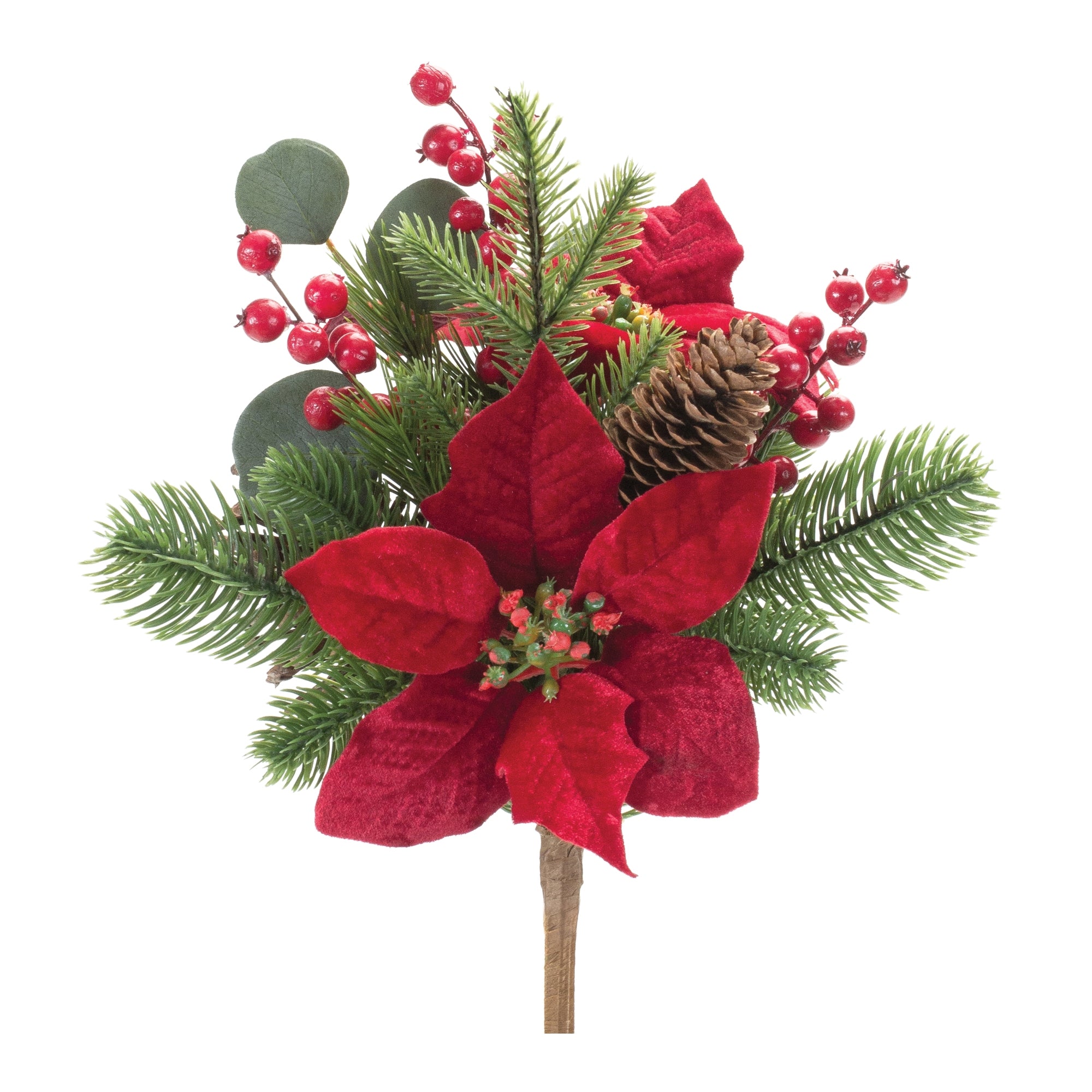 Poinsettia Pine Bush (Set of 2)