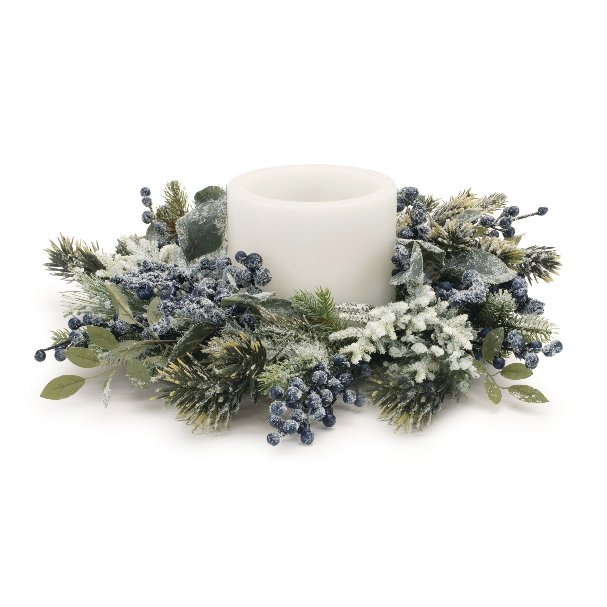 Frosted Blueberry Pine Candle Ring 18"D