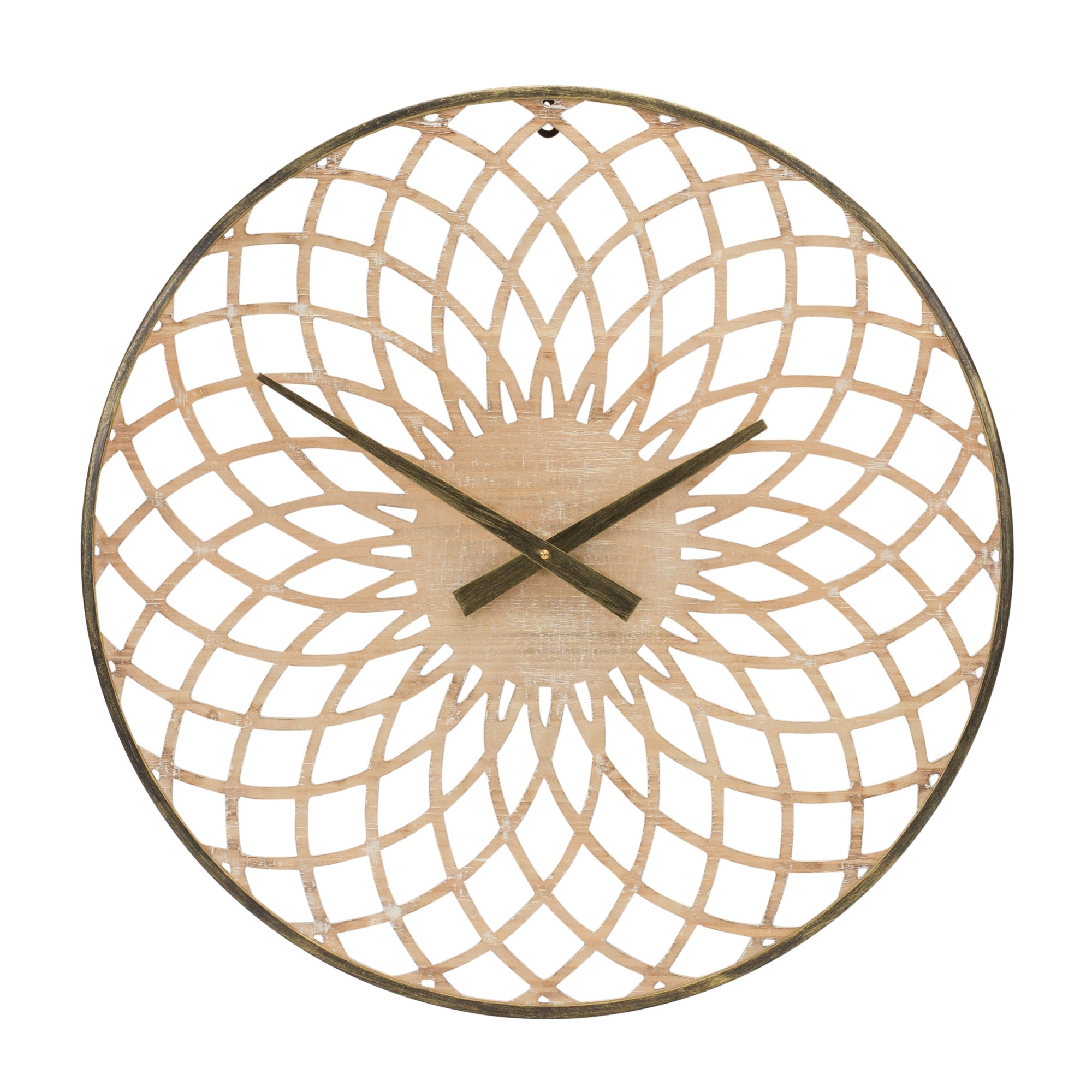 Round Lattice Wood Wall Clock 23.75"D