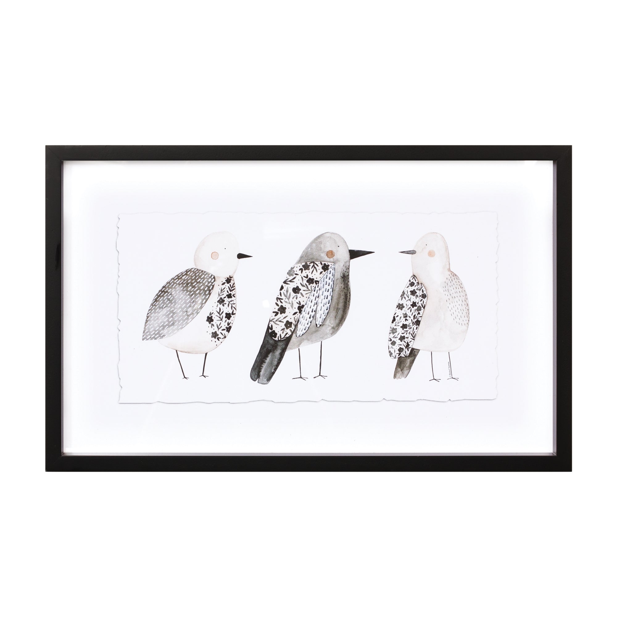 Framed Bird Print 19"L