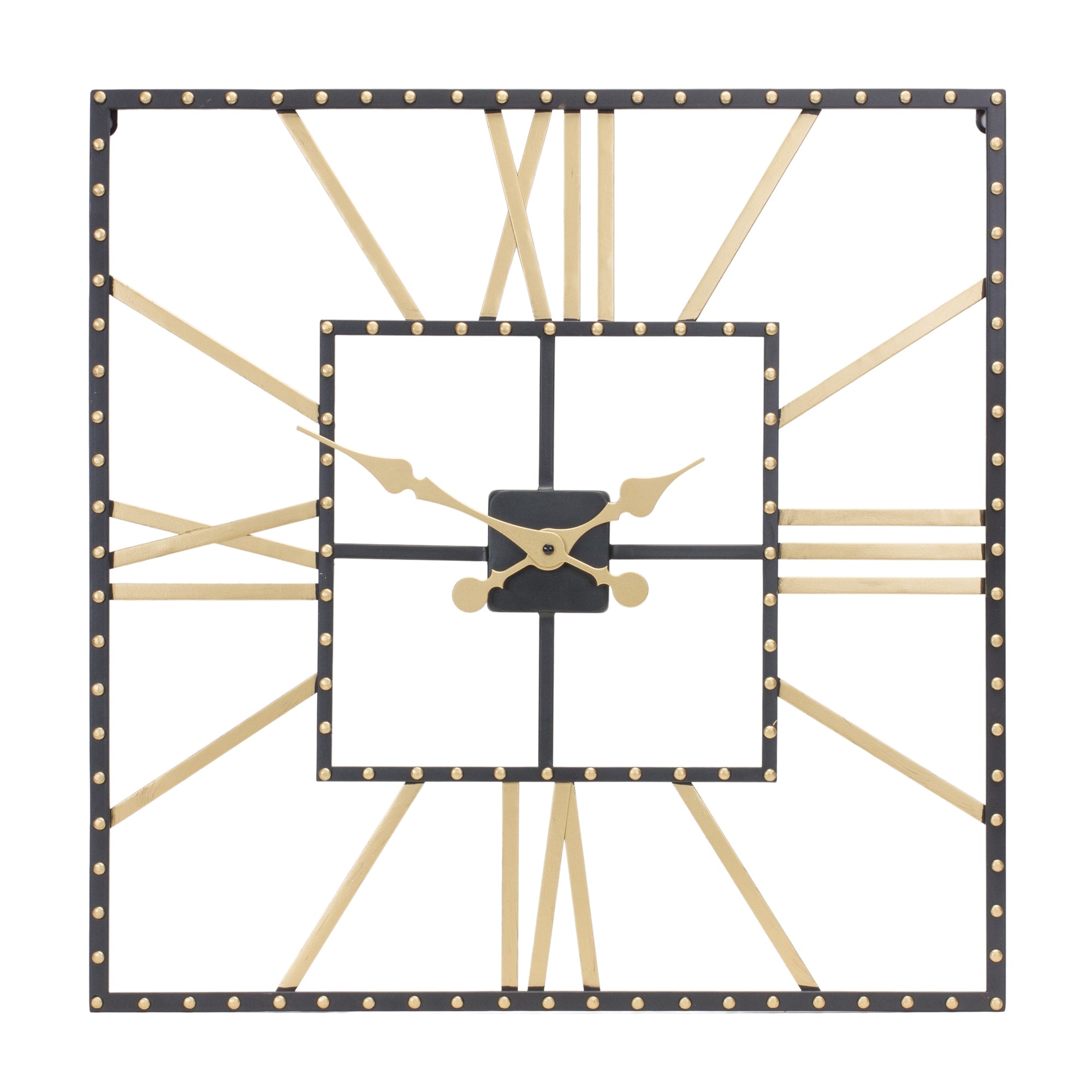 Metal Square Wall Clock with Roman Numberals 23.5"SQ