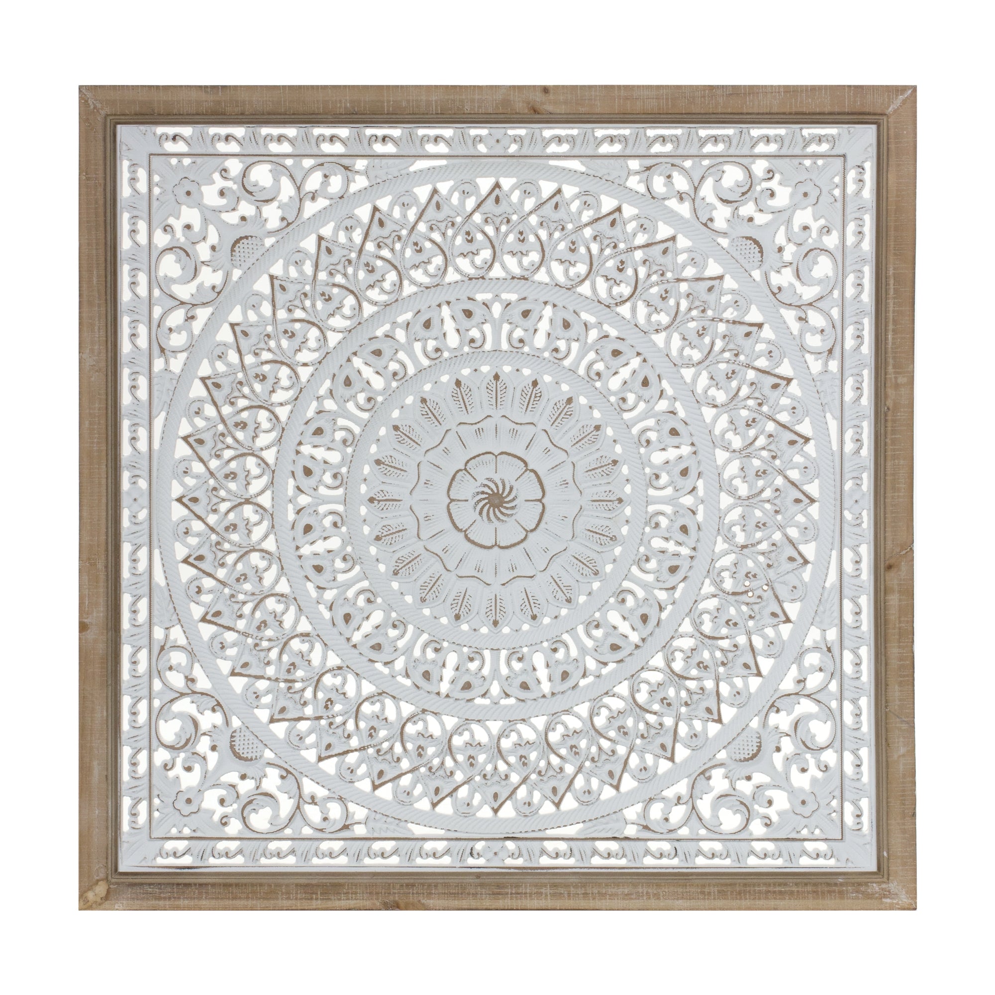Framed Paper Mache Mandala Wall Plaque 25.5"SQ