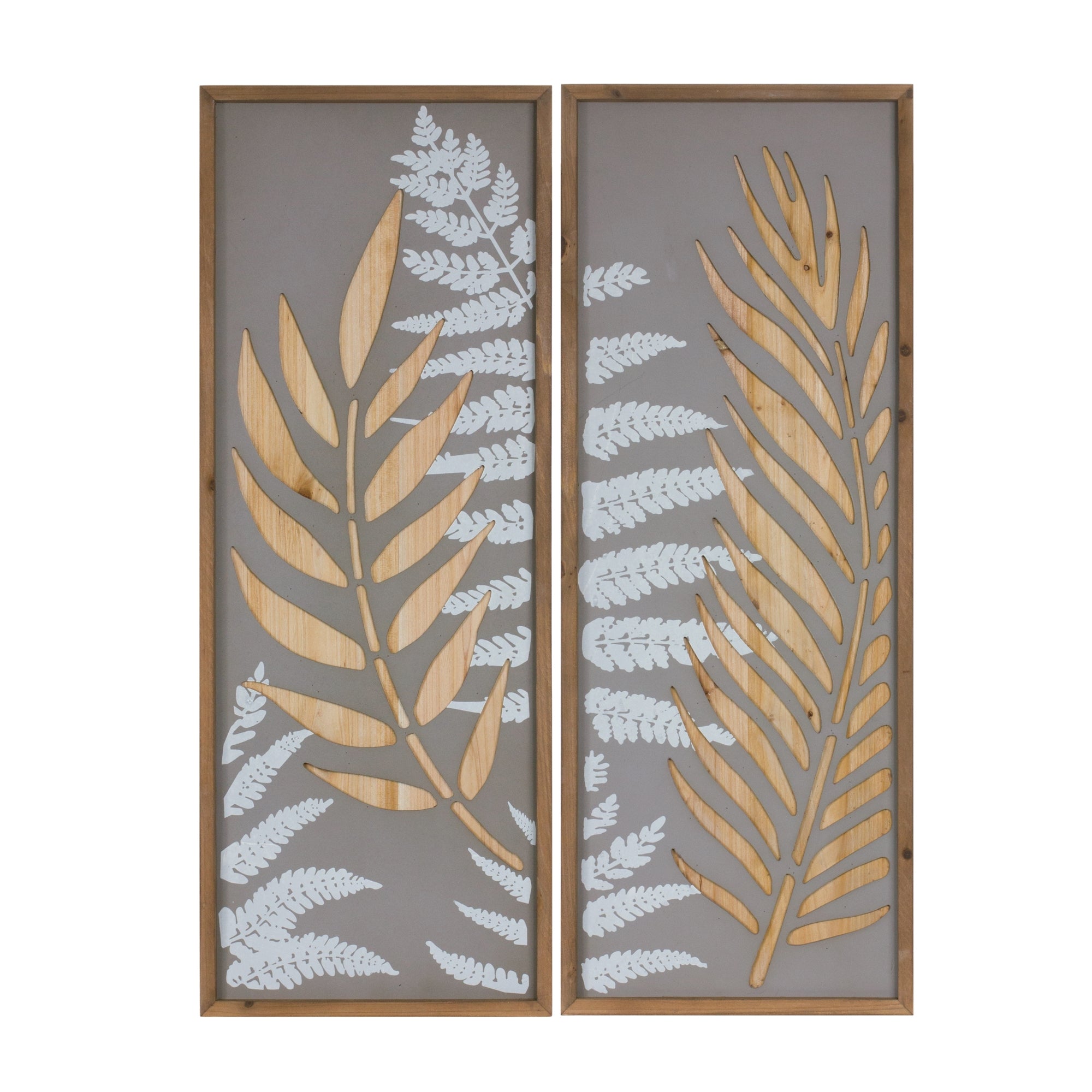 Wood Framed Fern Panel Wall Art (Set of 2)