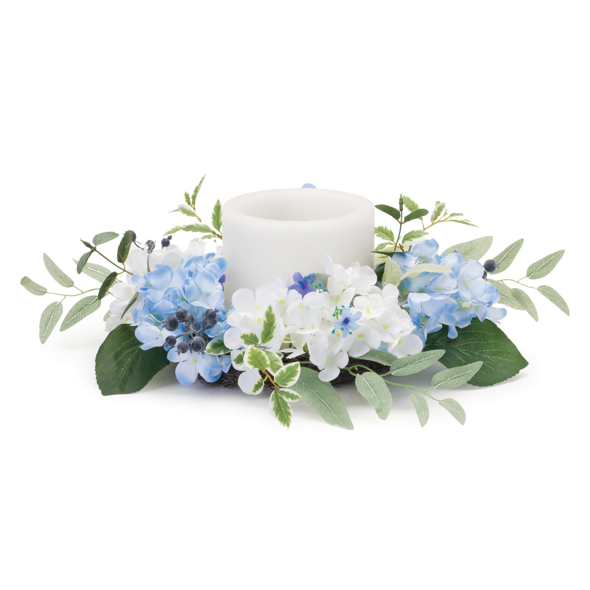 Mixed Hydrangea Floral Candle Ring 8"D