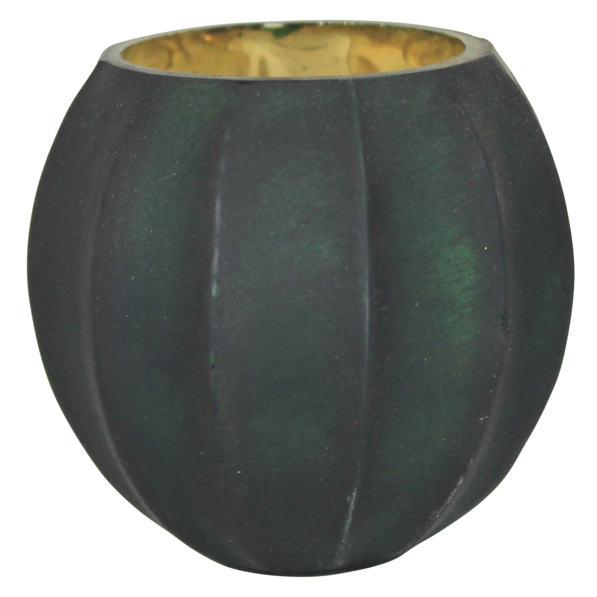 Scalloped Tealight Holder, Glass, Green