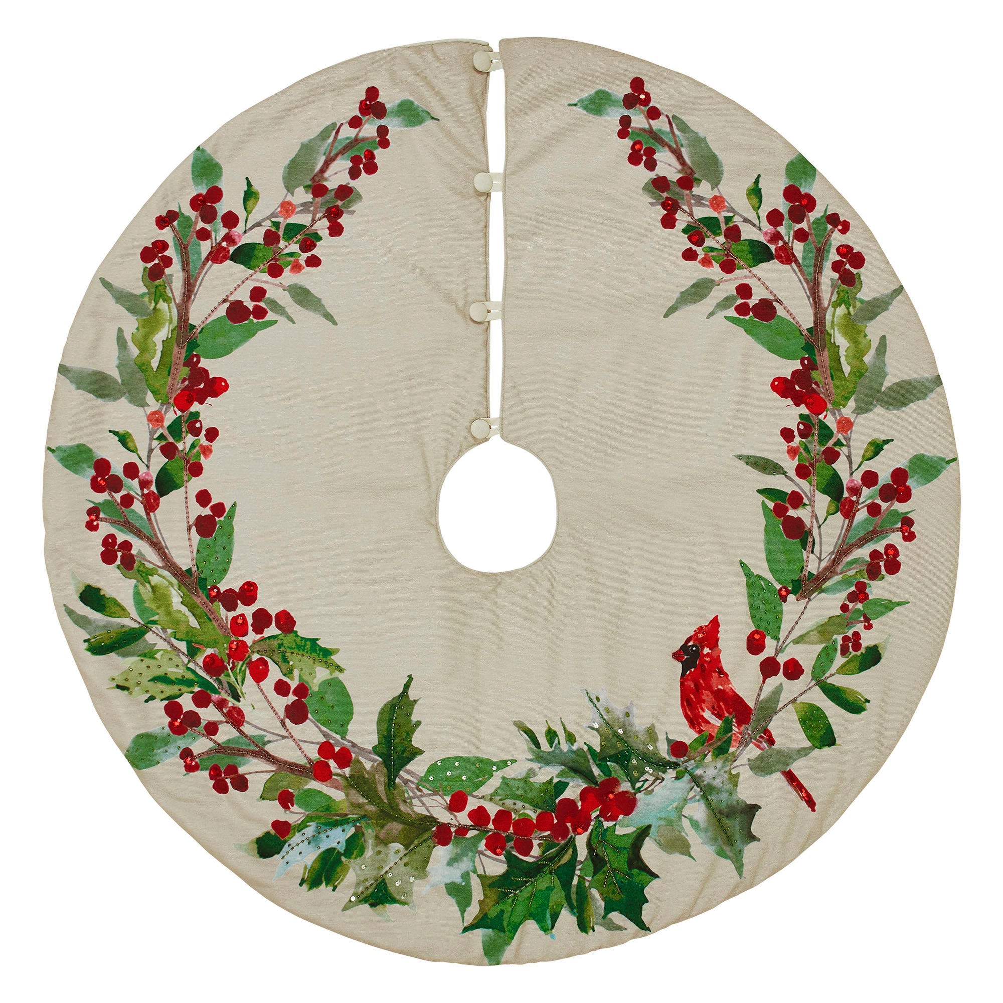 Cardinal Holly Tree Skirt 48