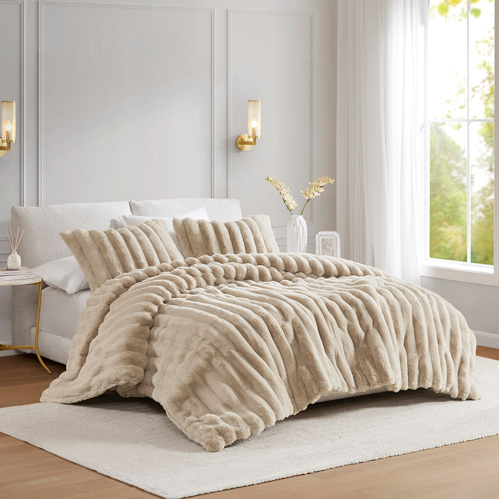 Jasmine 3 Piece Faux Fur Comforter Set