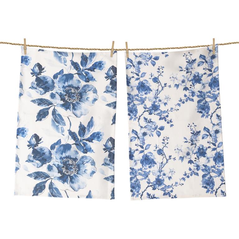 Blue Floral Towels (S/2)