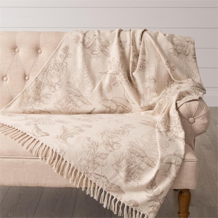 Hummingbird And Mushrooms Throw