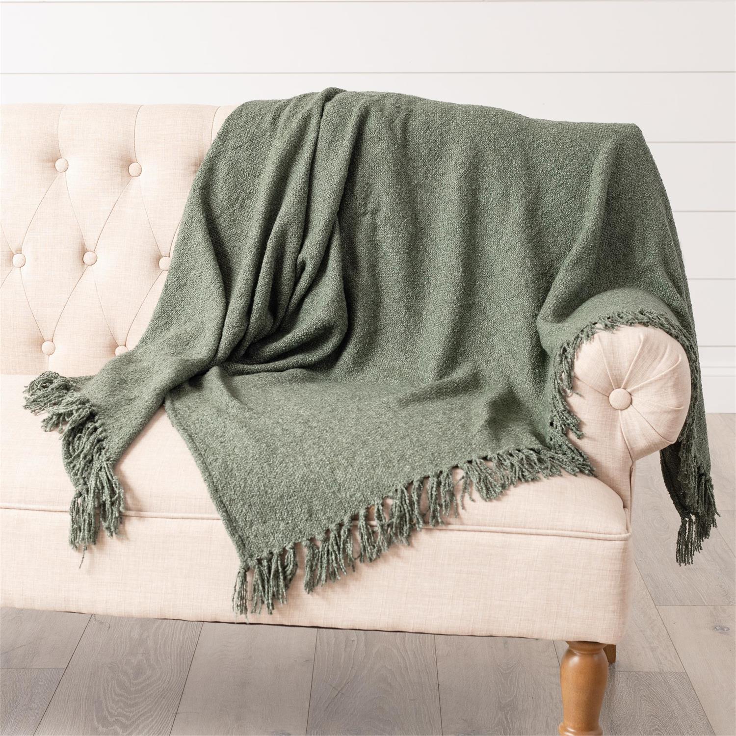 Olive Boucle Throw