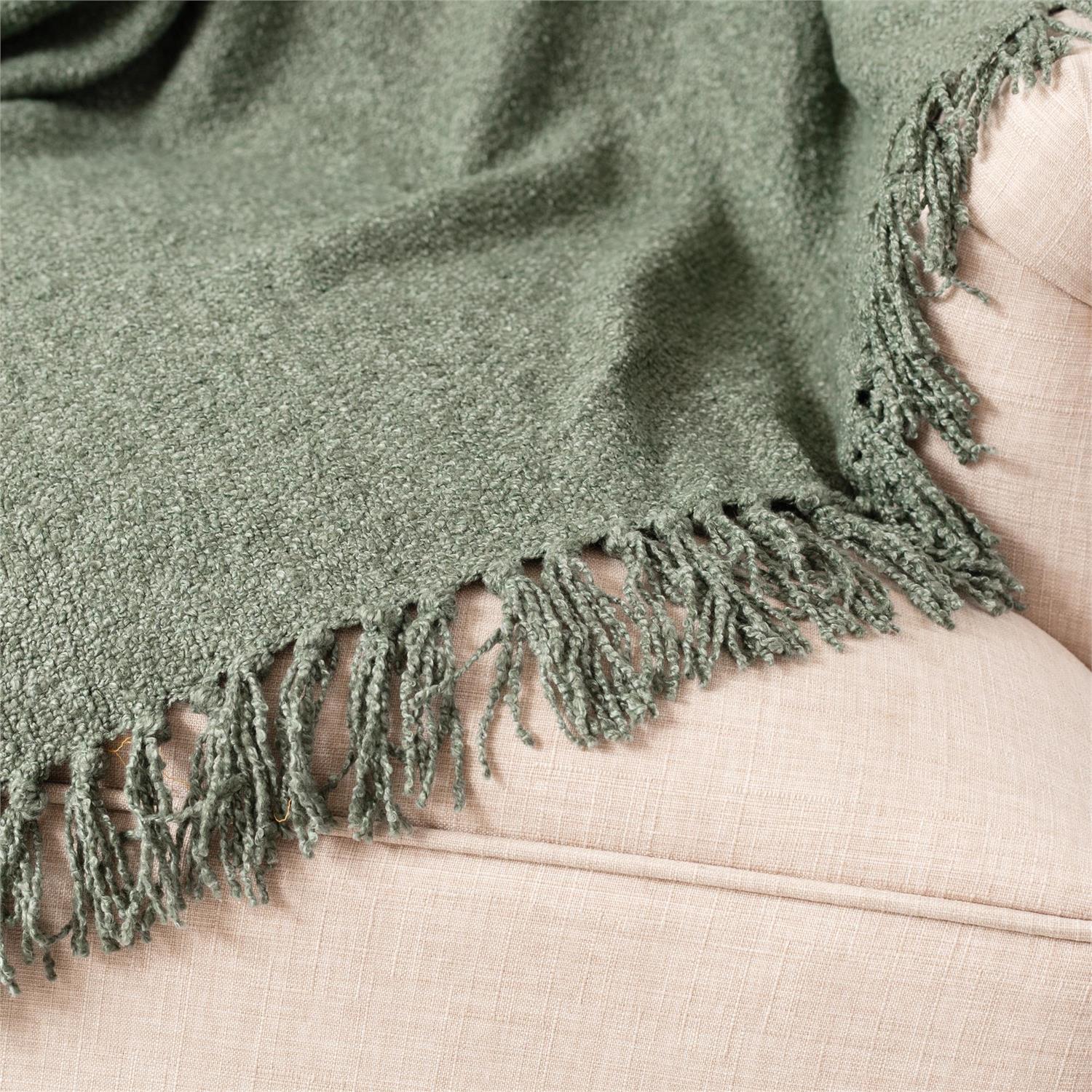 Olive Boucle Throw