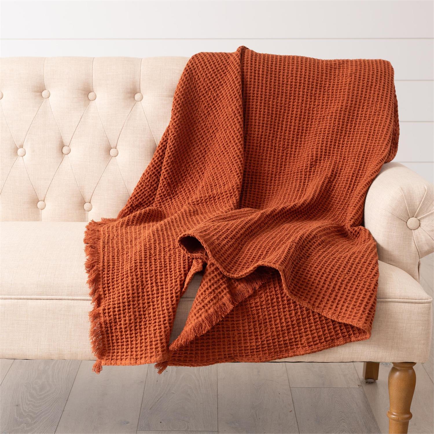 Rust Waffle Throw