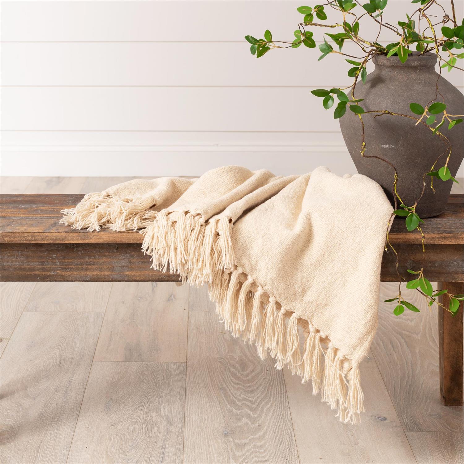 Cream Boucle Throw