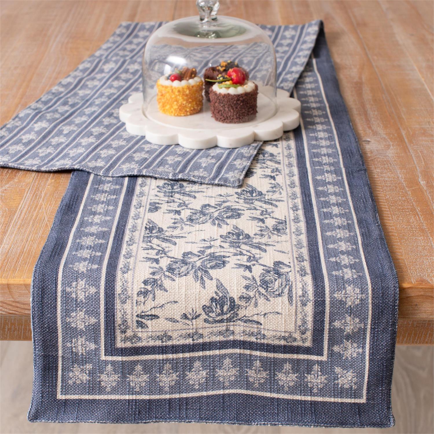 French Blue Floral Runner