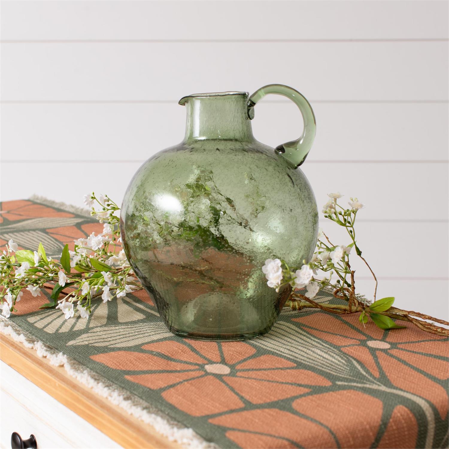 Hand Blown Green Pitcher