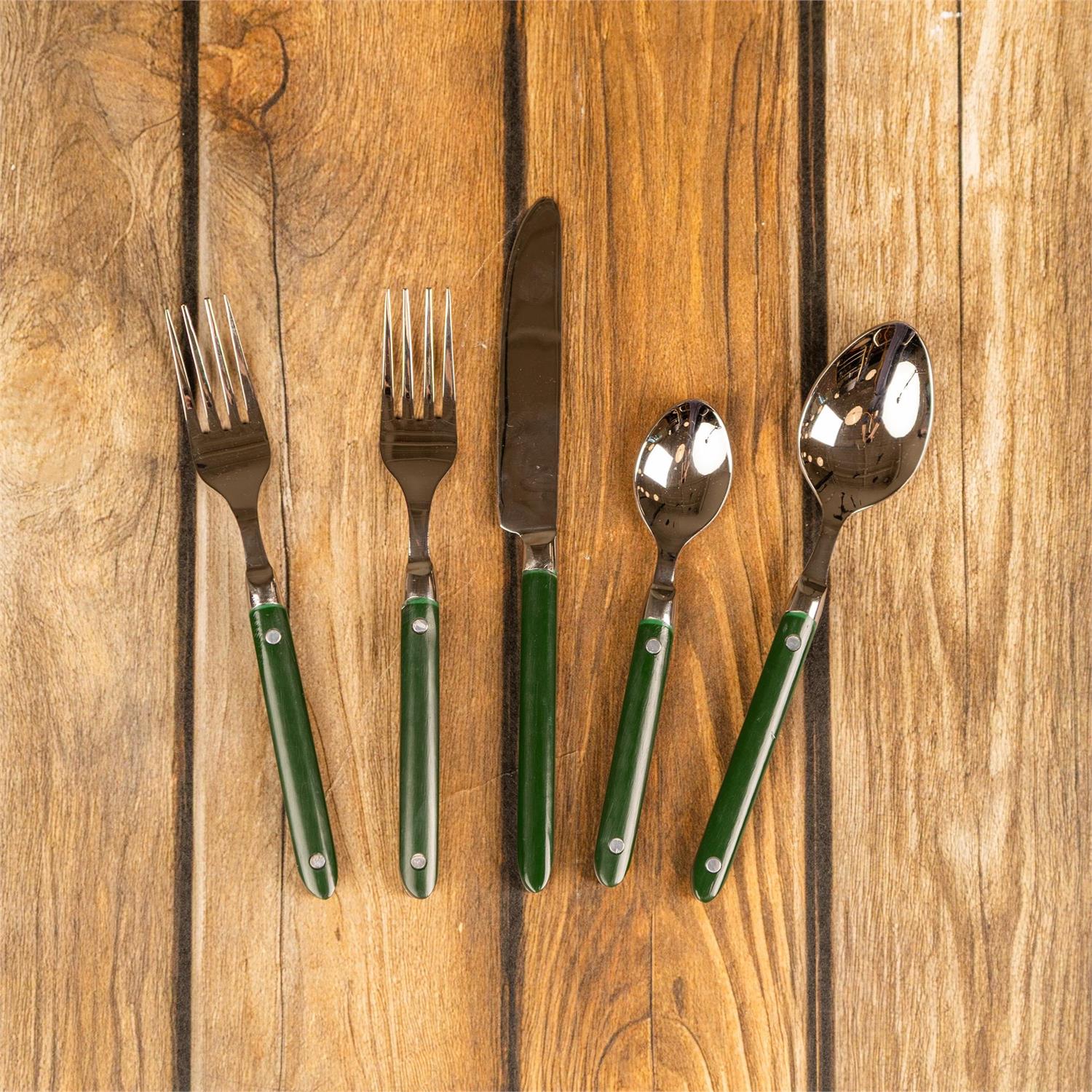 Forest Green Flatware 5 Pc Set