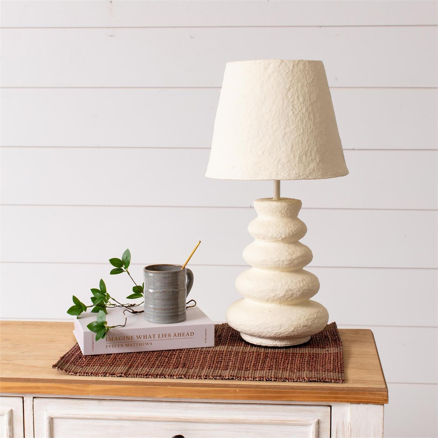 Papier Mache Stacked Lamp