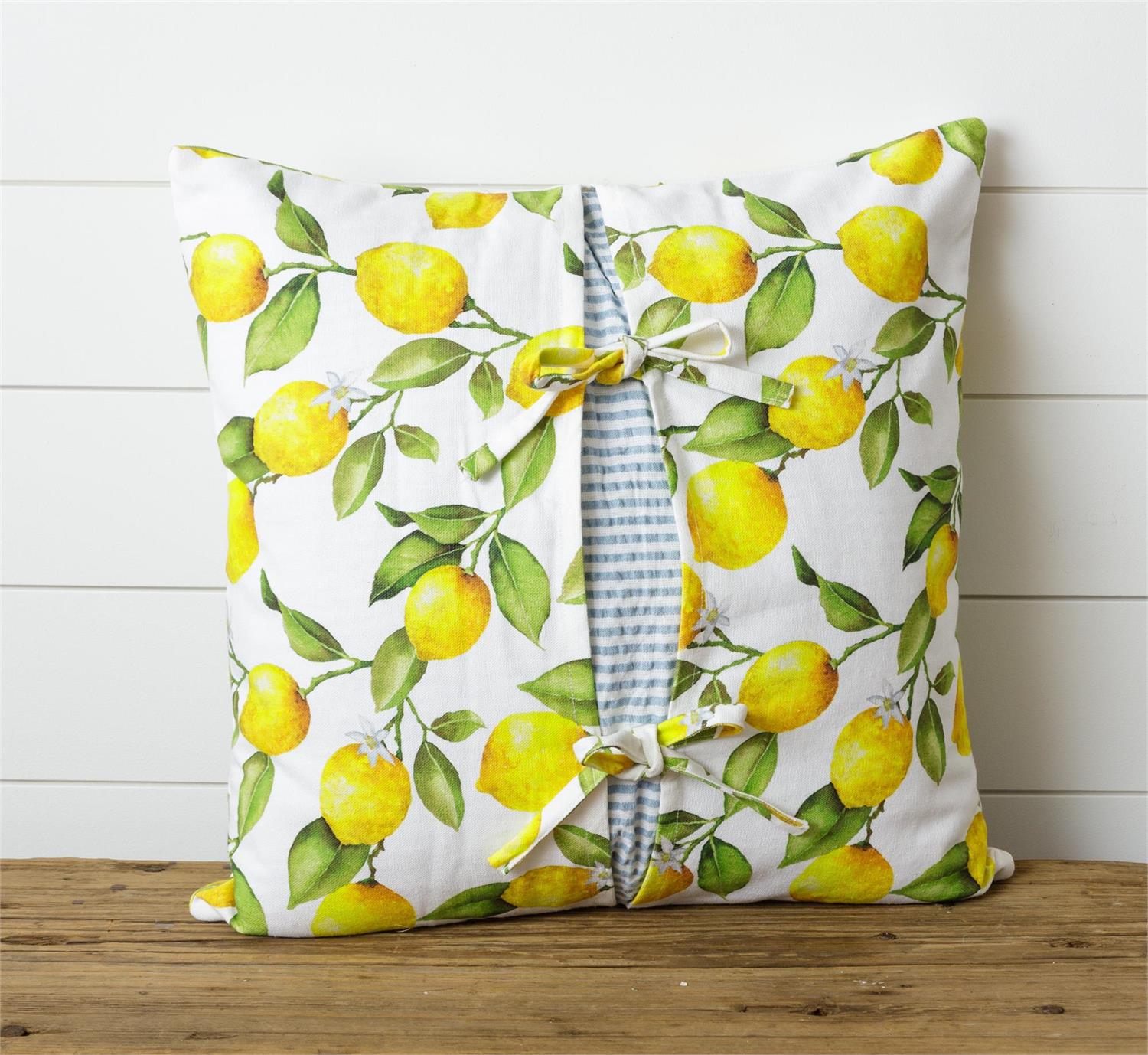 Lemon Seersucker Stripes Pillow w/ Slip